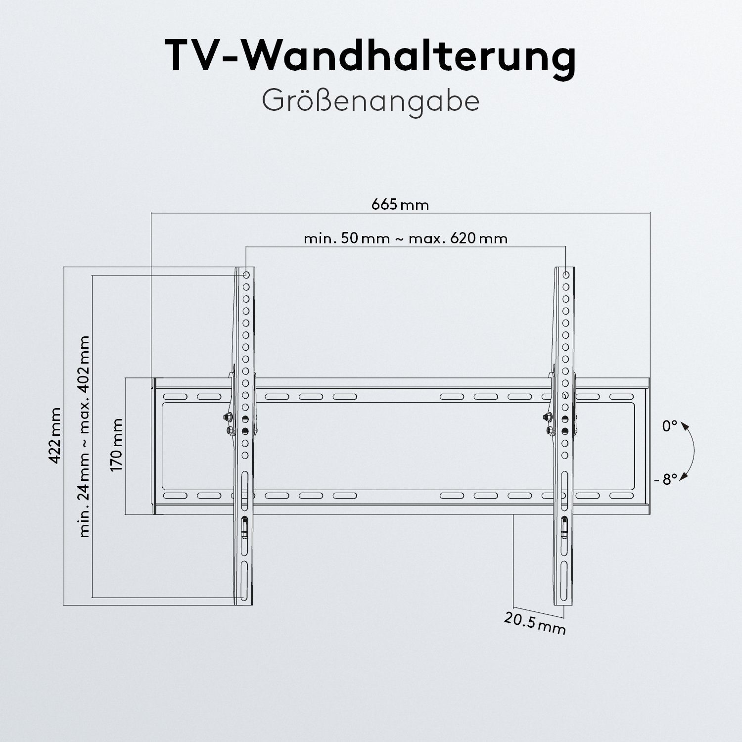 Goobay TV-Wandhalterung Basic Zoll, kg neigbar 35 / TV-Wandhalterung, 8° (bis (L) / 70,00 Schwarz) TILT Zubehör, Traglast inkl