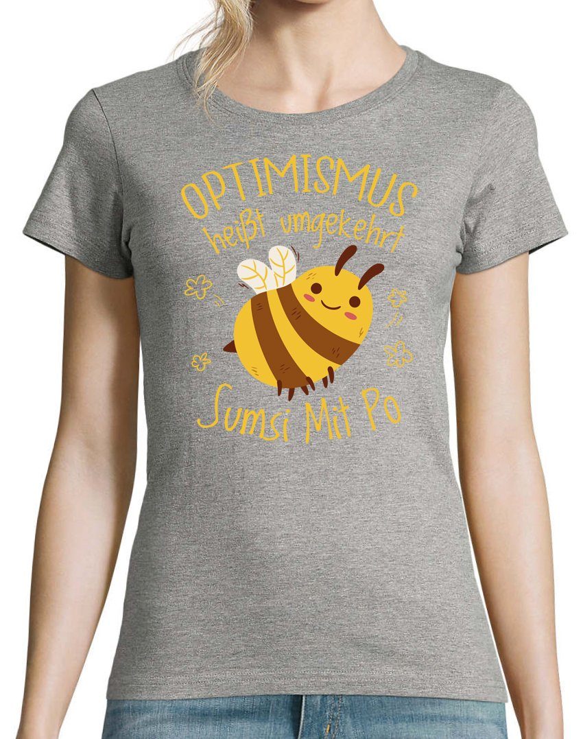 Damen umgekehrt Grau T-Shirt Print Mit Po Designz Sumsi Optimismus Youth Shirt heißt Mit modischem