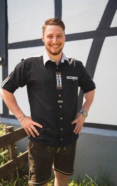 OS-Trachten Trachtenhemd Nevai Langarmhemd mit Paspeltasche, Zierteile auf der Knopfleiste