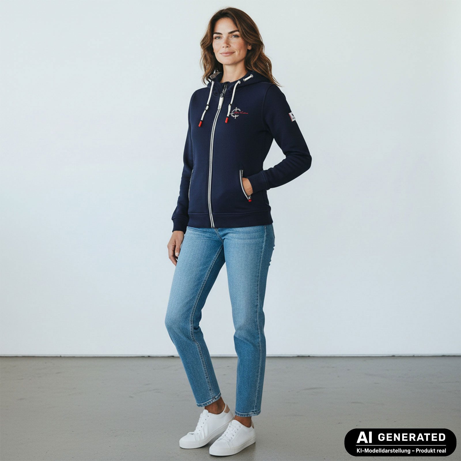 Dry Fashion Kapuzensweatjacke Juist Damen Sweatjacke Jacke mit Kapuze - Freizeitjacke Kapuzenjacke Verstellbare Kapuze, Frontreißverschluss, Reißverschluss-Seitentaschen