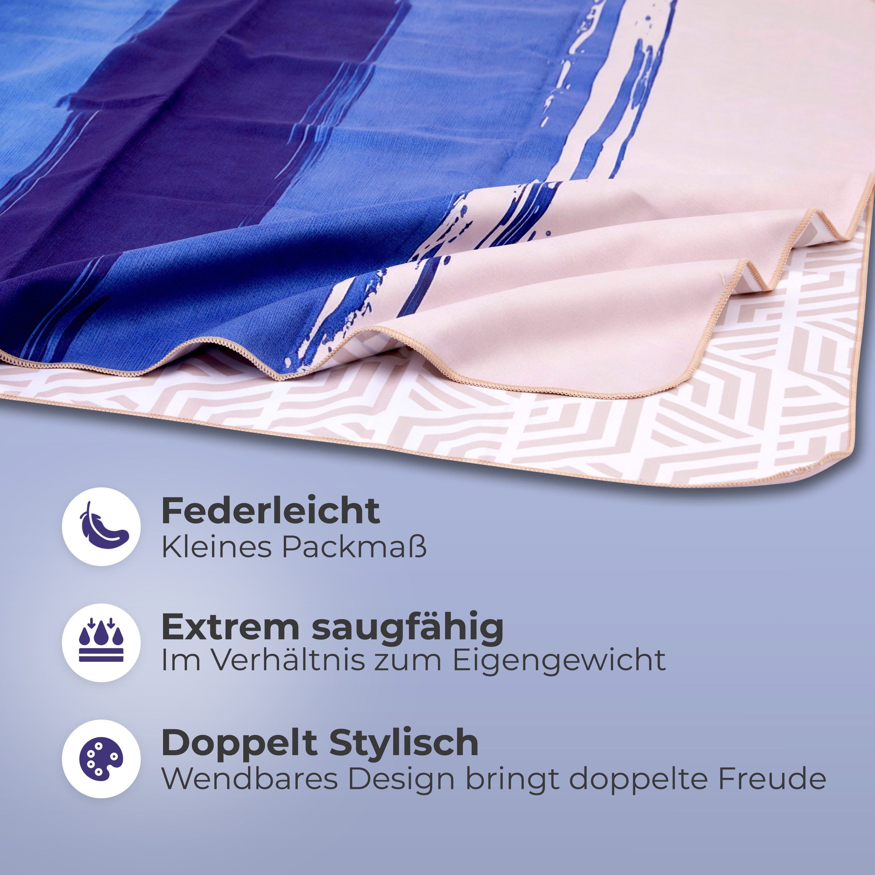 NirvanaShape Strandtuch Reise Handtuch Strandtuch XXL - Strandhandtuch, Mikrofaser Badetuch – Bild 3 von 5