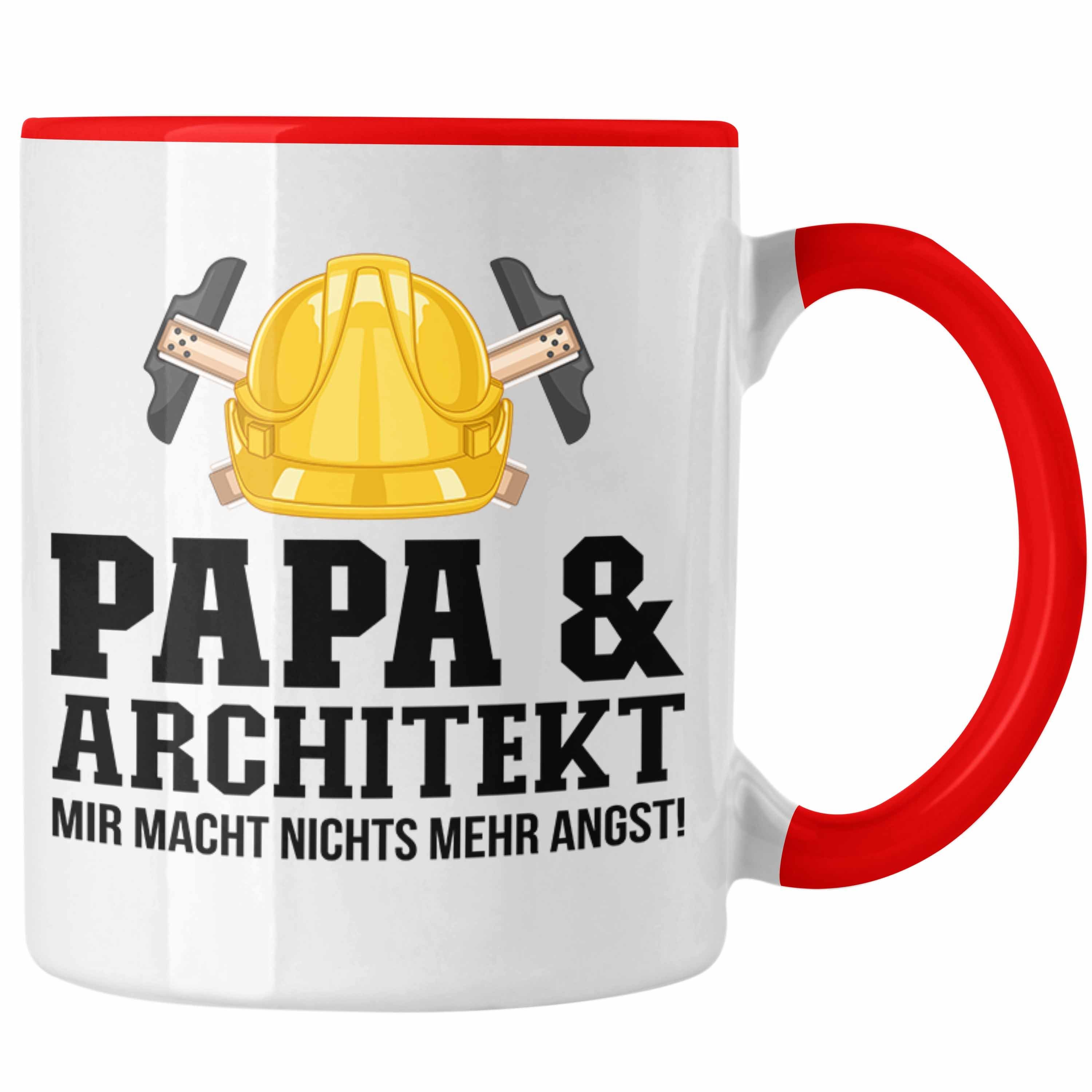 Trendation Tasse Trendation - Papa und Architekt Tasse Geschenkidee Vater für Architekt Rot