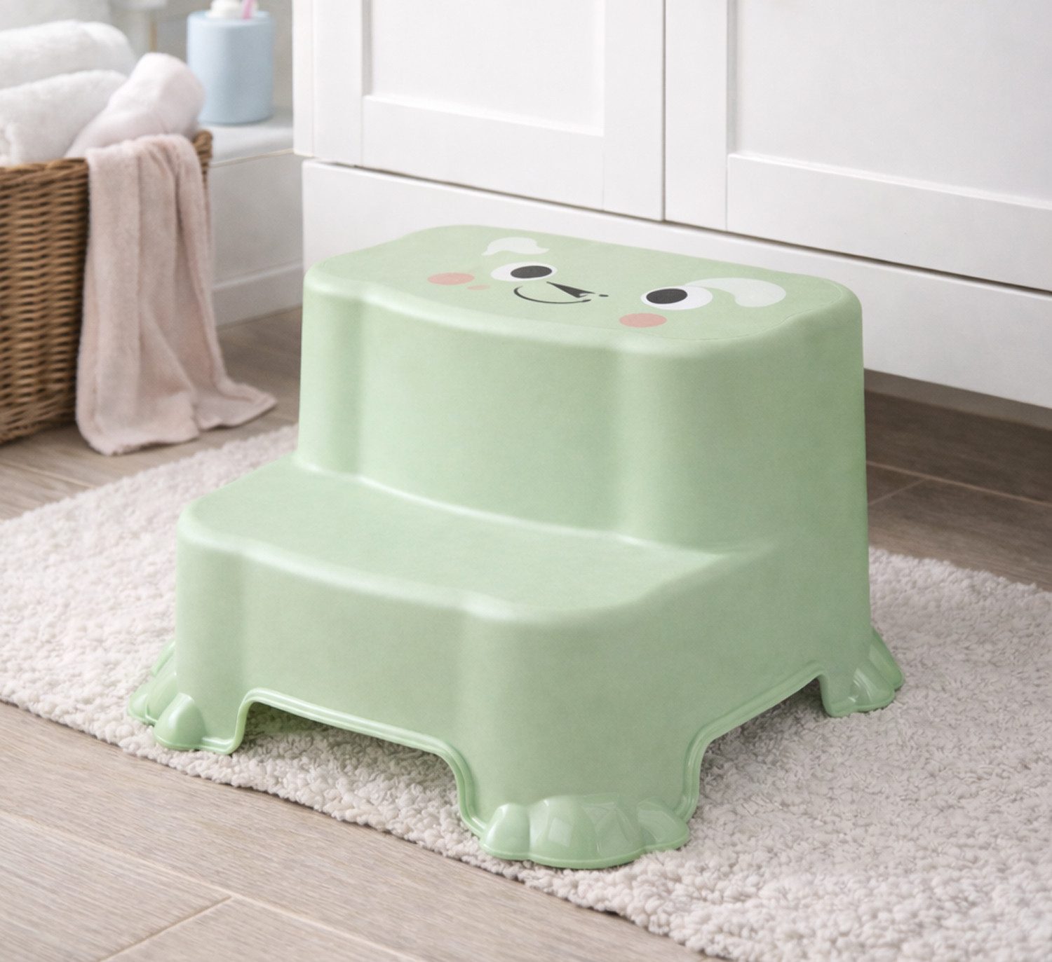Mojawo Fußhocker Kinder Tritthocker Trittstufe Hocker Kunststoff Grün rutschfest
