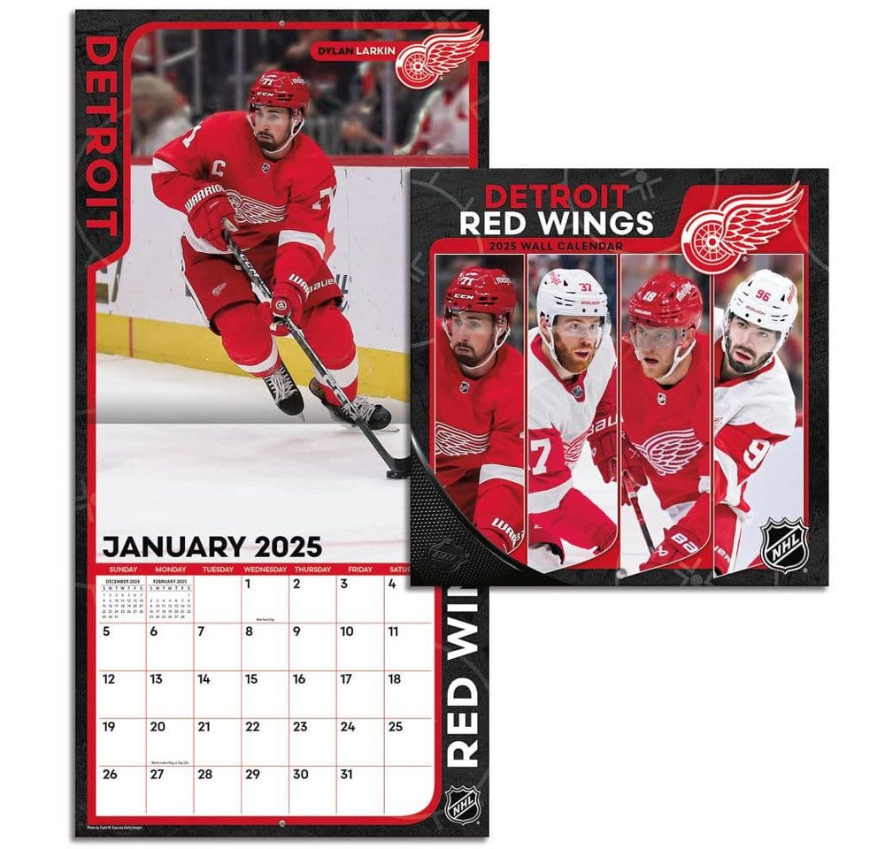 Thumbnail - Turner Licensing Wandkalender Detroit Red Wings - NHL - Wandkalender 2025, 12- Monats- Format, Zusatzseite Januar - Deze...