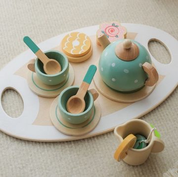 Fivejoy Kinder-Küchenset Teeservice Kinderküche Zubehör, Tee Set Holzspielzeug, (Teeparty Spielküche Rollenspiele), Küchenspiele Holz, Geschenk für Kinder Mädchen Jungen