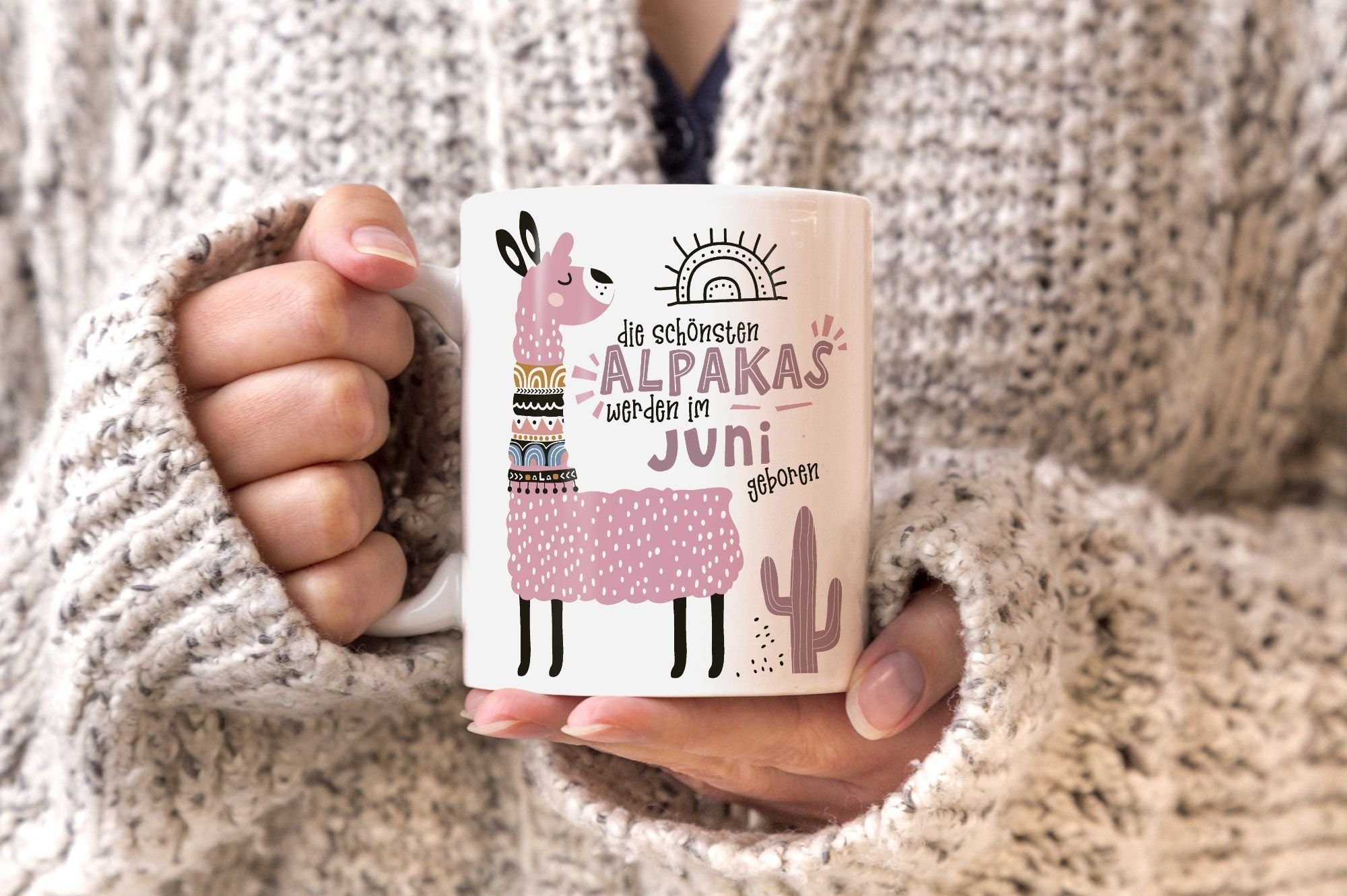 Alpakas Kaffee-Tasse Motiv Rosa weiß geboren Geburtags-Geschenke im Tasse SpecialMe werden Die Juni Schönsten Geburtsmonat individuelle Januar-Dezember anpassbares Lama Keramik SpecialMe®,