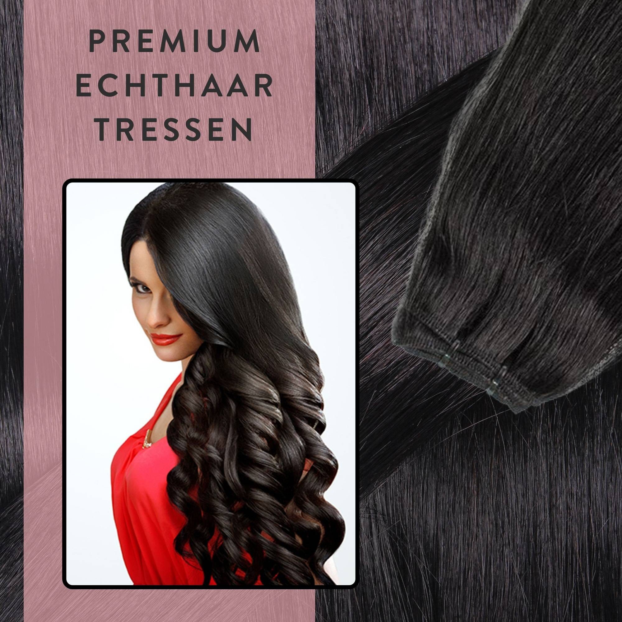 hair2heart Echthaar-Extension Premium Echthaartresse #4/0 Dunkelbraun 40cm