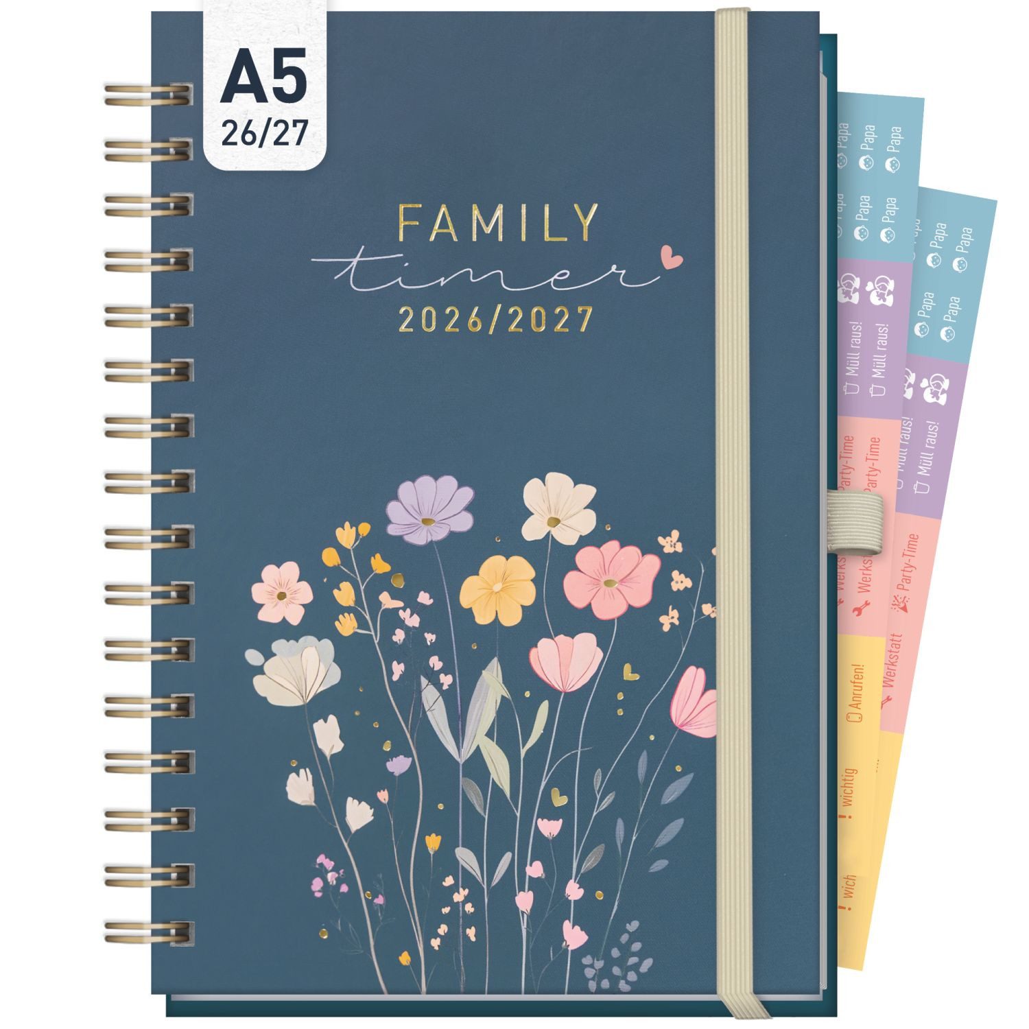 Häfft Terminkalender Family-Timer Deluxe 2026/2027 / 17 Monate / A5, Wire-O-Bindung