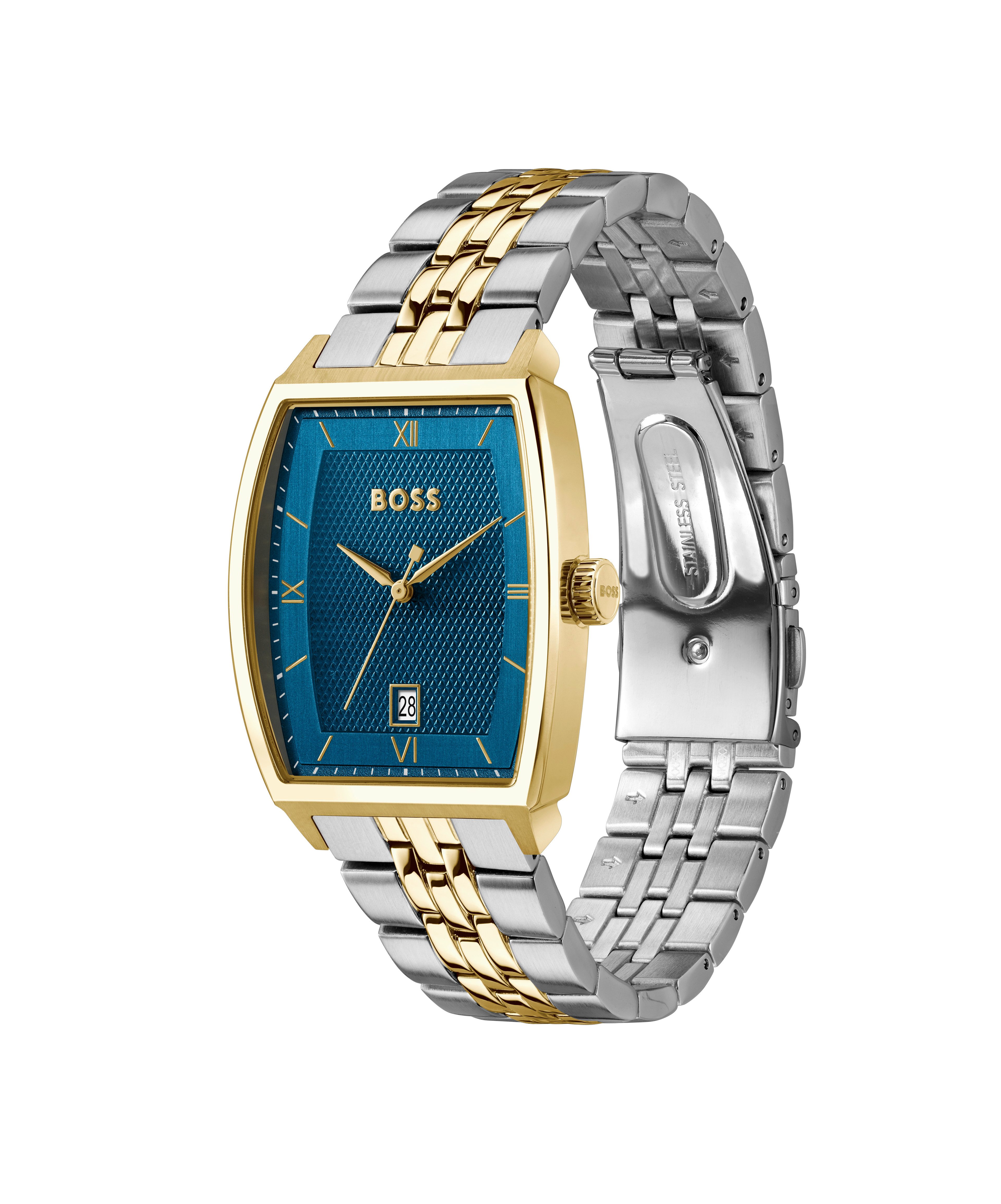BOSS Quarzuhr PRINCIPLE 1514354, Armbanduhr, Herrenuhr, Edelstahlarmband, analog, Tag