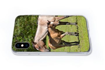 MuchoWow Handyhülle Pferde - Gras - Schatten, Handyhülle Apple iPhone Xs, Smartphone-Bumper, Print, Handy