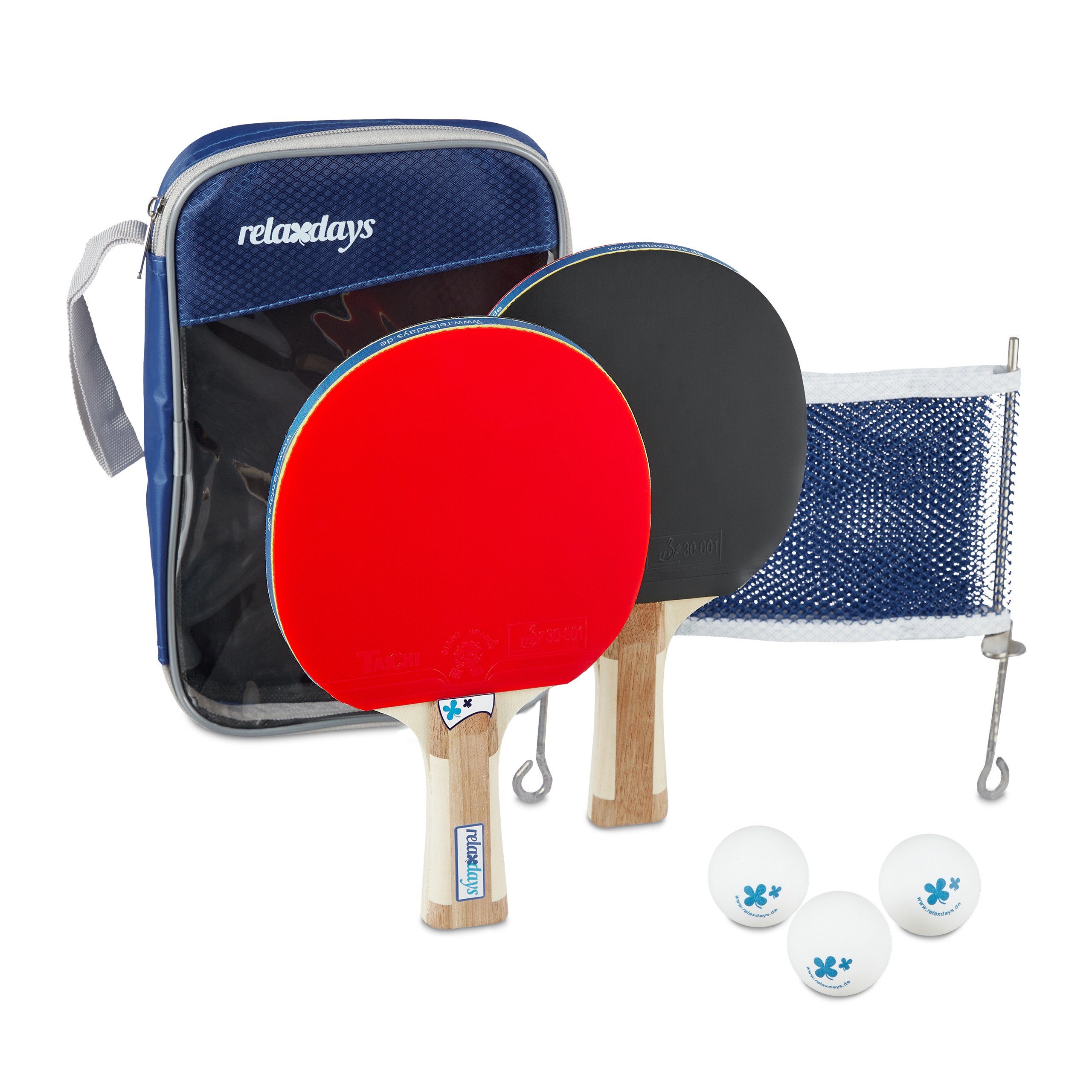 relaxdays Tischtennisschläger Tischtennis Set mit Netz