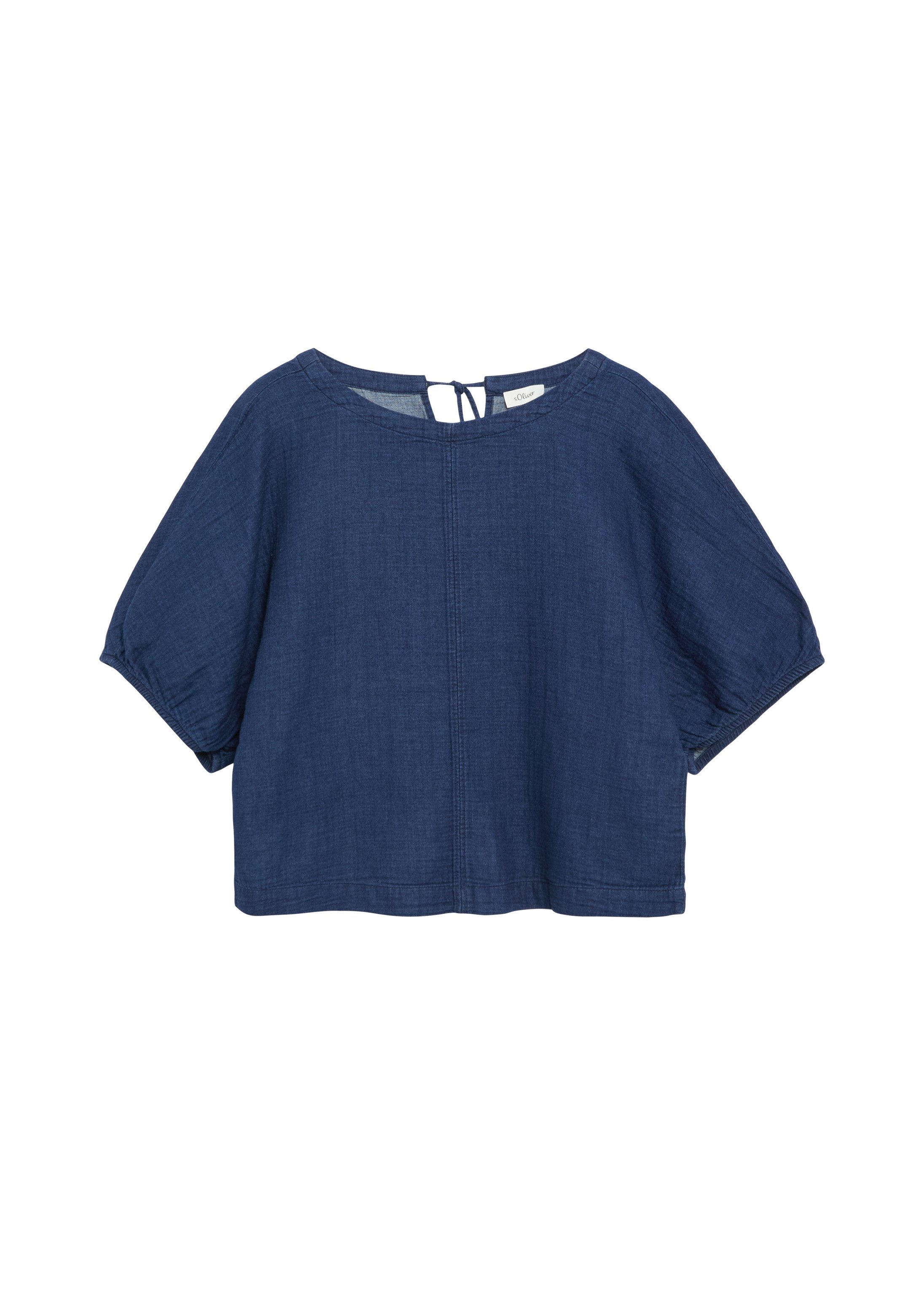 s.Oliver Kurzarmbluse Bluse Relaxed Bluse im Denim-Look