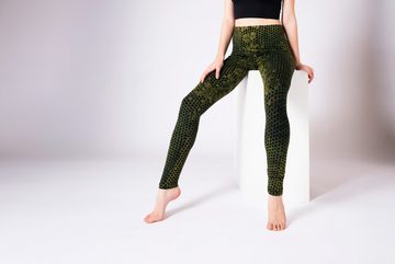 PANASIAM Leggings Unikat Batik Leggings mit Wabendesign moderner Stil lange Gym Leggings handgefertigt aus bequemer natürlicher Viskose für Yoga Sport Fitness