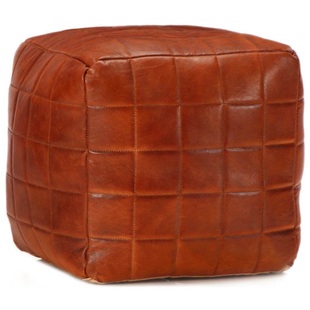 vidaXL Polsterhocker Pouf Hellbraun 40 x 40 x 40 cm Echtes Ziegenleder (1 St)