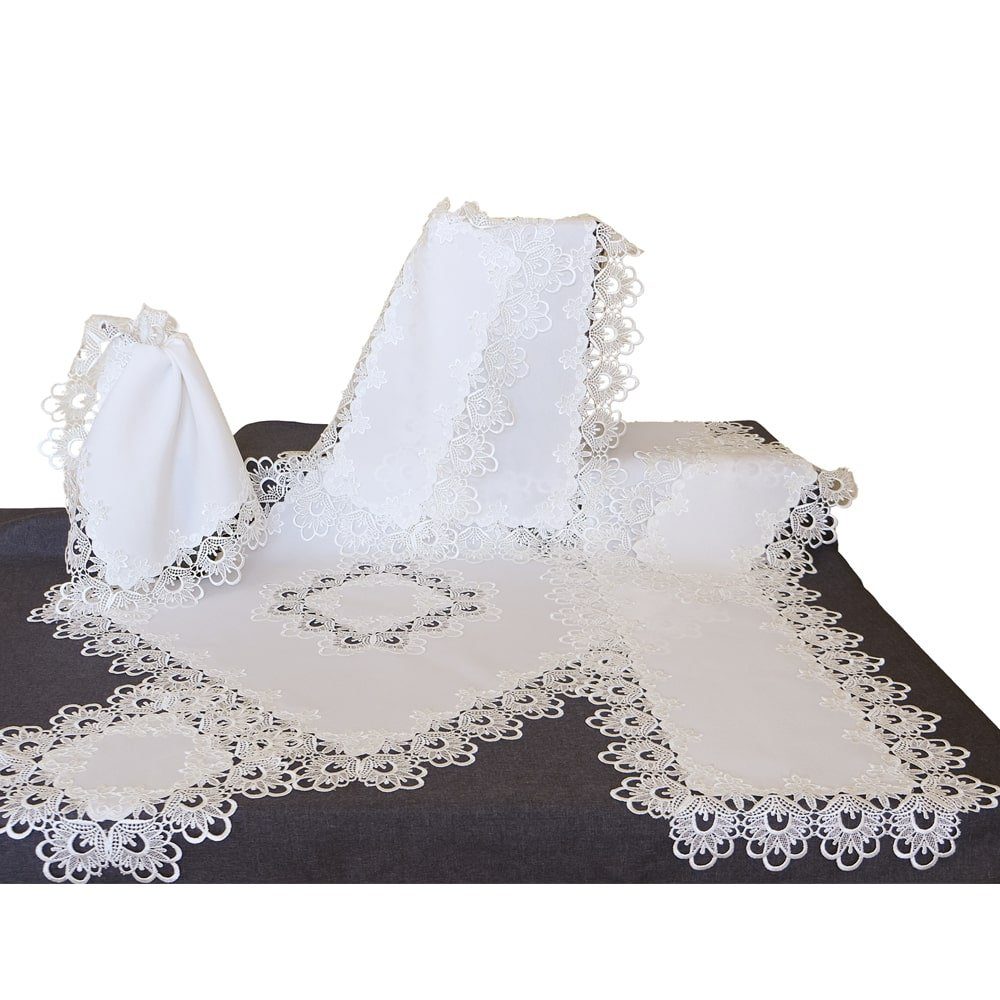 matches21 HOME & HOBBY Tischdecke Tischläufer INES Spitzenbordüre Vintage w günstig online kaufen