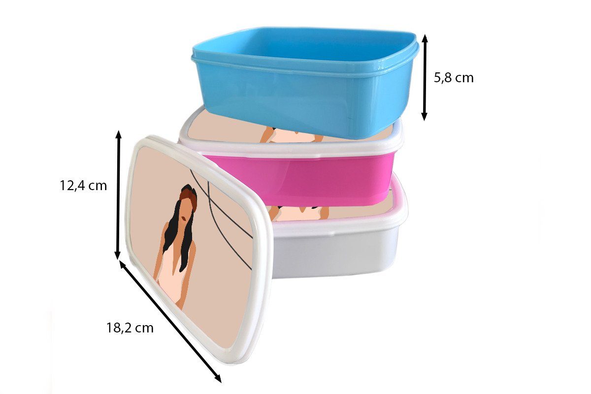 Brotbox Rosa für Kinder (2-tlg), Brotdose, Kunststoff, für - weiß und - Sommer und Erwachsene, Mädchen Lunchbox MuchoWow Jungs Frau,