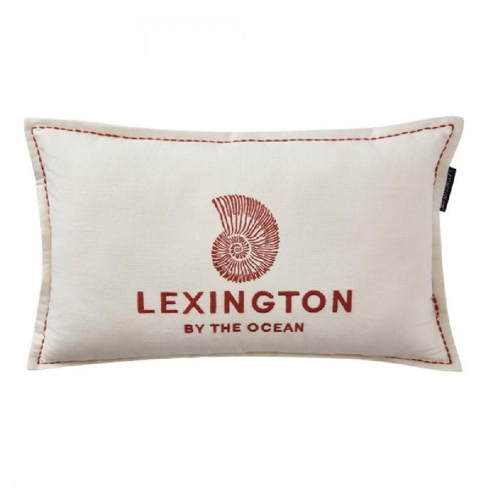 Kissenhülle LEXINGTON Kissen Logo Linen/Cotton Coconut/White (30x50), Lexington