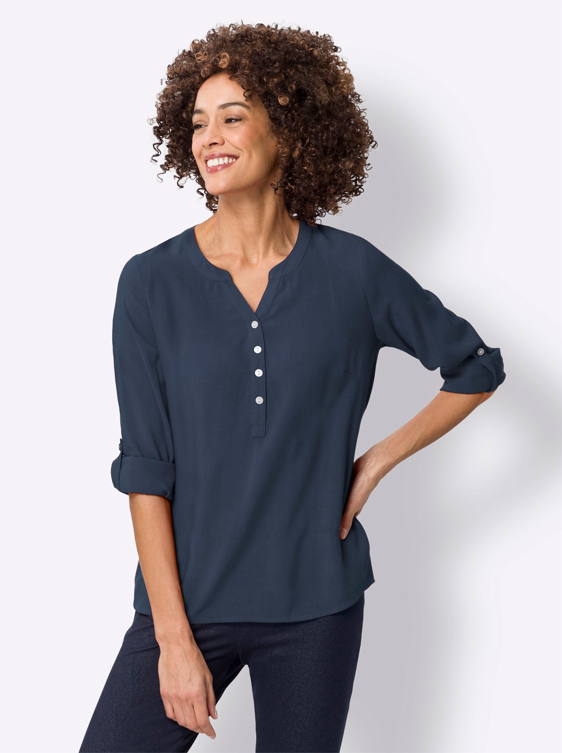 Sieh an! Klassische Bluse Schlupfbluse Langarm günstig online kaufen