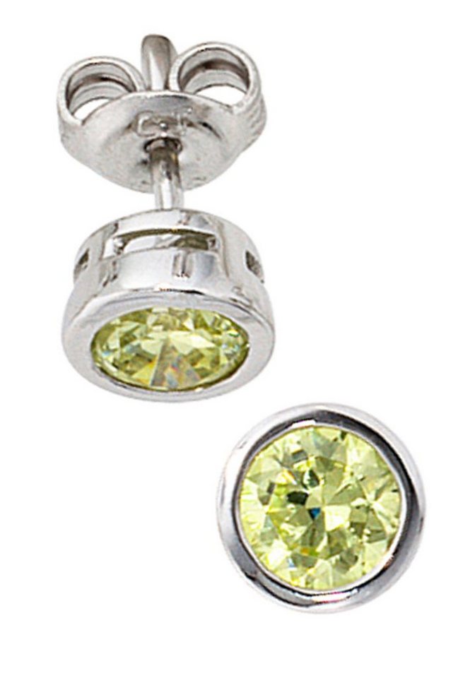 JOBO Paar Ohrstecker Ohrringe mit grünen Zirkonia, 925 Silber