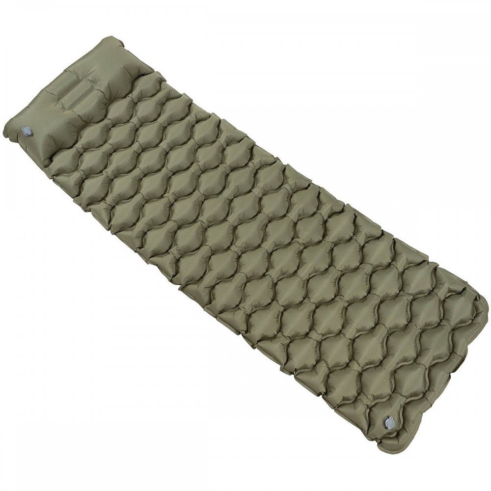FoxOutdoor Isomatte Isomatte, aufblasbar, mit Kopfteil, oliv, (Set), schnelles Aufblasen mit ca. 15 Atemstößen