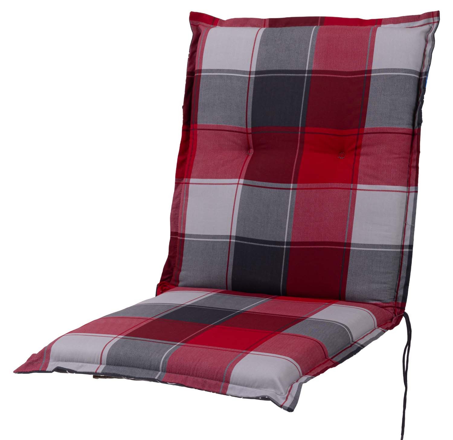 Sun Garden Sesselauflage Niederlehner Prato 90700-313 rot-grau-weiß kariert 100x48x6 cm