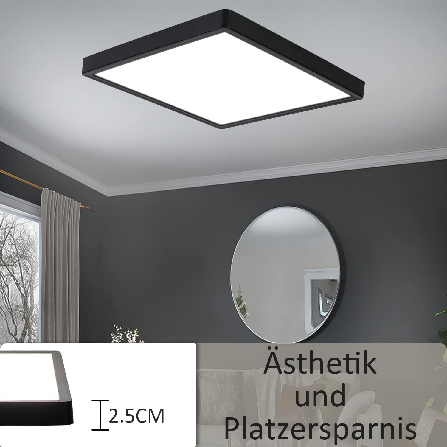Neutralweiß 29.5 steuern fest LED Schwarz x integriert, Wohnzimmer, x 29.5 für Schlafzimmer RGB/Smart-APP 2.5 Fernbedienung Küche Panel cm Backlight, Nettlife Dimmbar ‎RGB Warmweiß Kaltweiß, LED 40W, mit