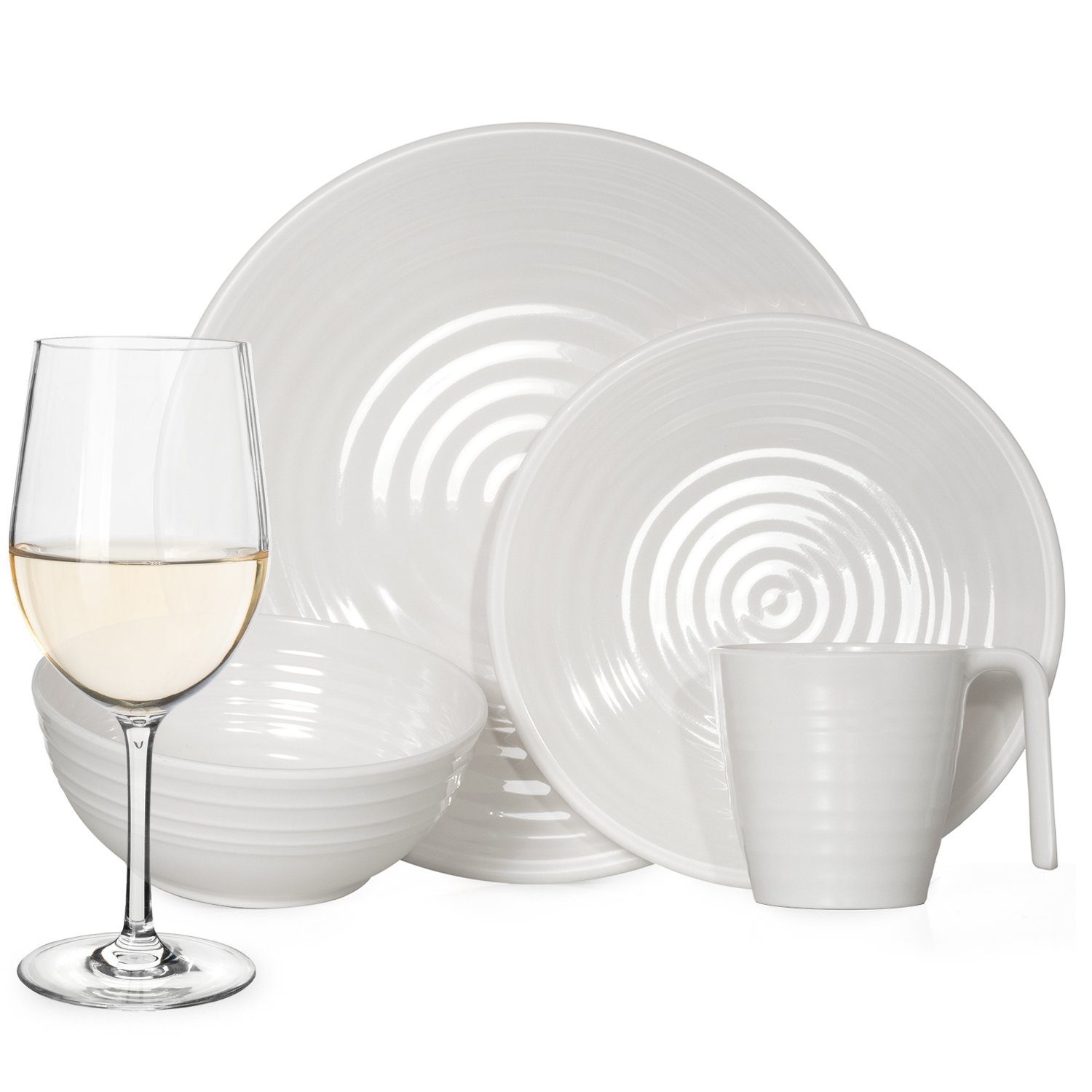 Geschirr-Set Camping Geschirr Crema + Gläser