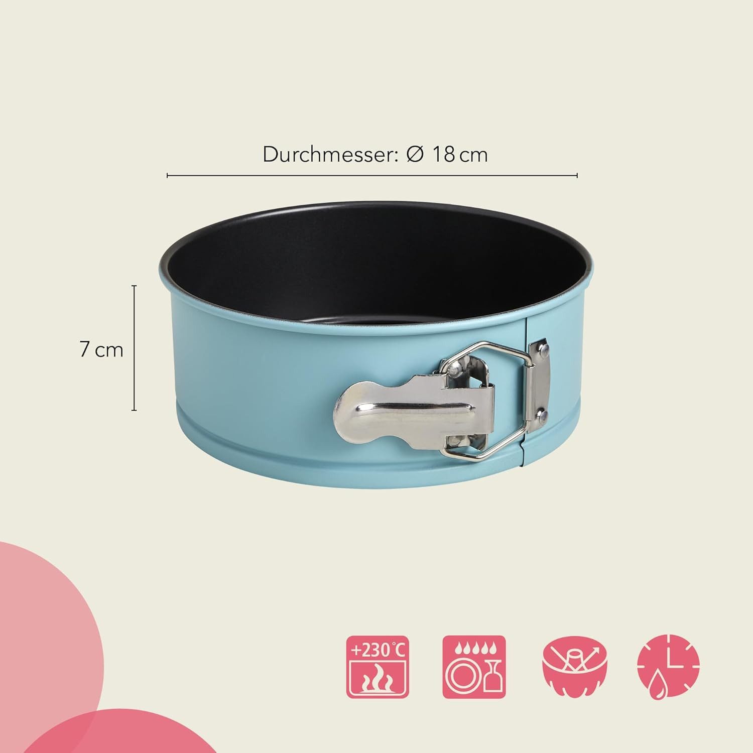 Wenco Springform 18 cm Tortenform rund, Antihaftbeschichtung, Hitzebeständig, Ofenfest, Strapazierfähig