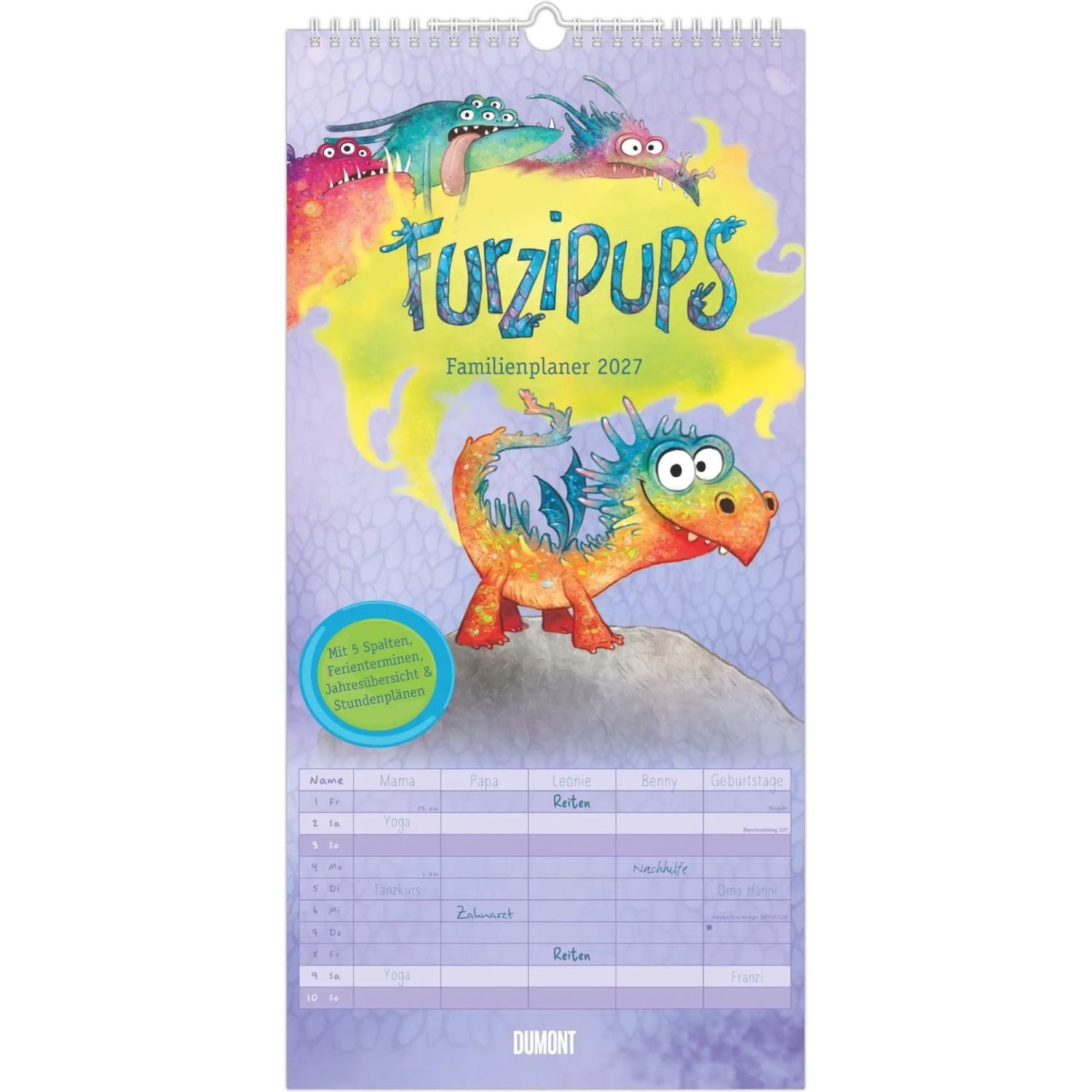 DUMONT Wandkalender Familienplaner Furzipups der Knatterdrache 2027