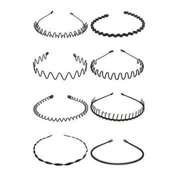 Lubgitsr Haarband 8 Stück Haarreifen Unisex Metall Haarband, Haarreifen,Schwarz, 8-tlg.