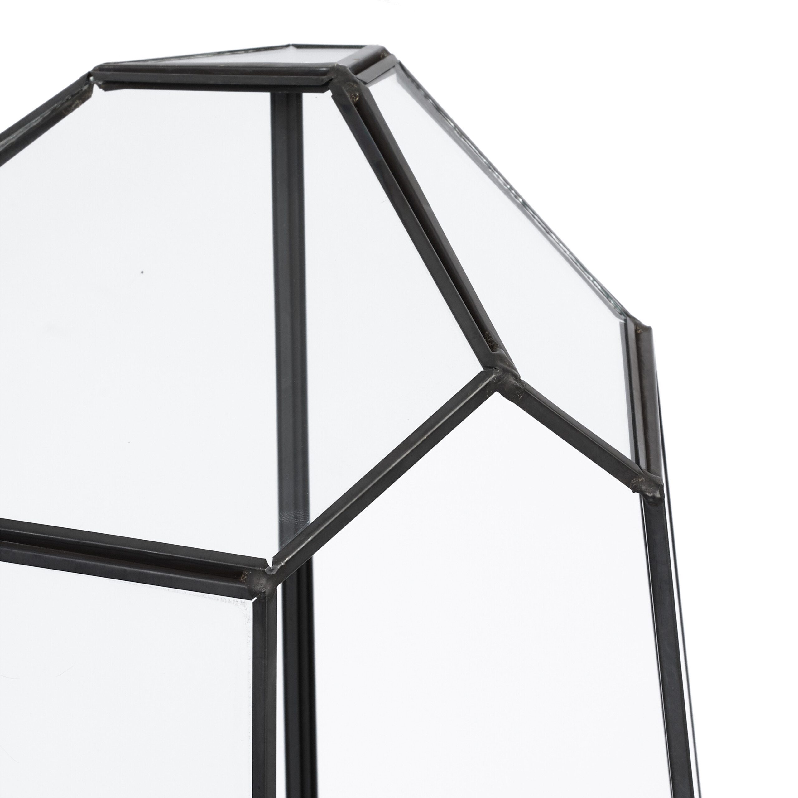 relaxdays Dekovase Geometrisches Pflanzenterrarium aus Glas (1 St), schwarz