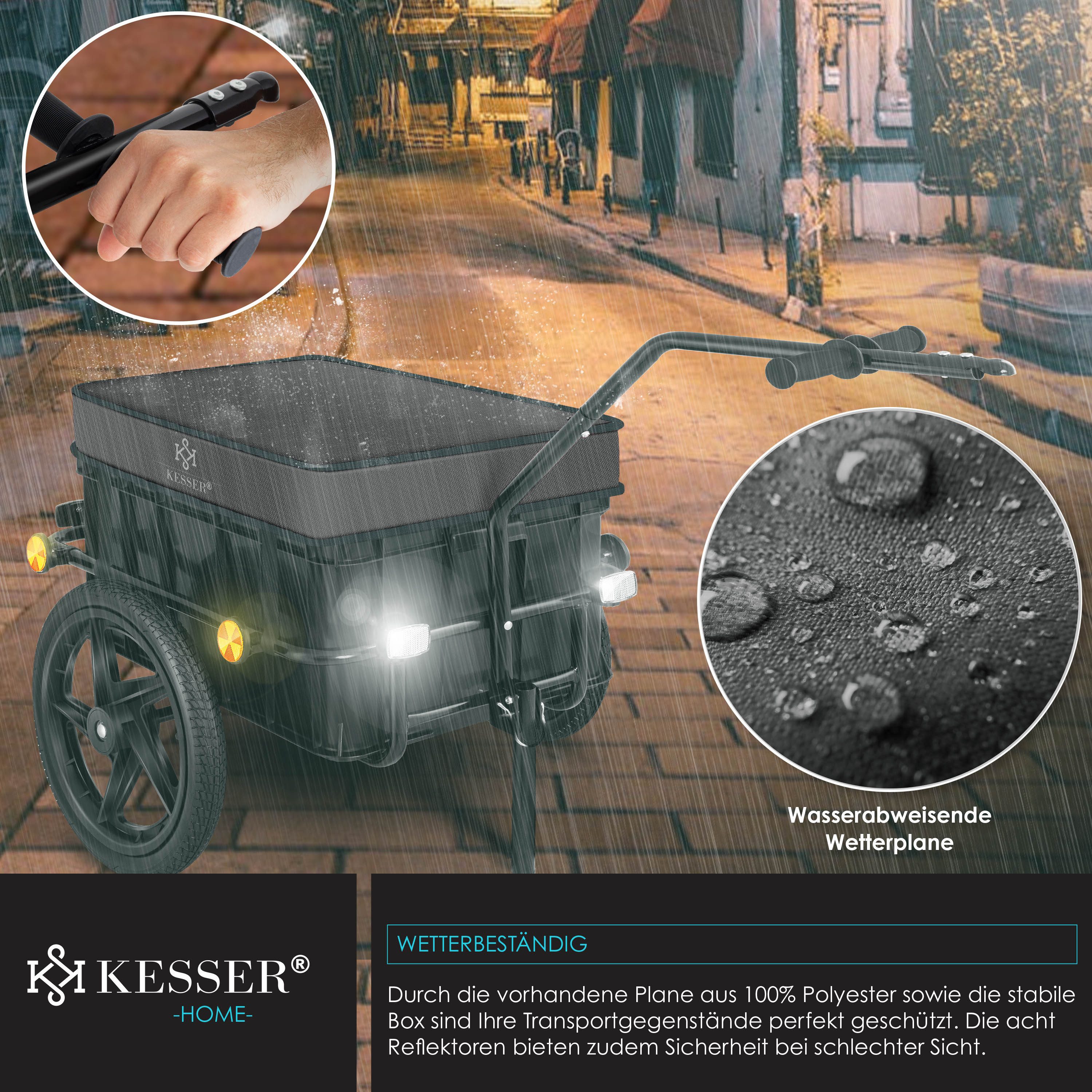 KESSER Fahrradlastenanhänger, Fahrradanhänger Lastenanhänger Handwagen mit Kupplung – Bild 5 von 5