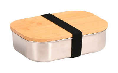 KESPER for kitchen & home Lunchbox Metall Box mit abnehmbaren Deckel Stullenbox Frühstücksdose, (wiederverwendbar, Brotbox), aus Edelstahl, Bambus FSC zertifiziert