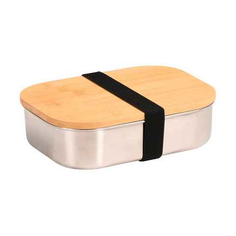 KESPER® Lunchbox Metall Box mit abnehmbaren Deckel Stullenbox Frühstücksdose, (wiederverwendbar, Brotbox), aus Edelstahl, Bambus FSC zertifiziert