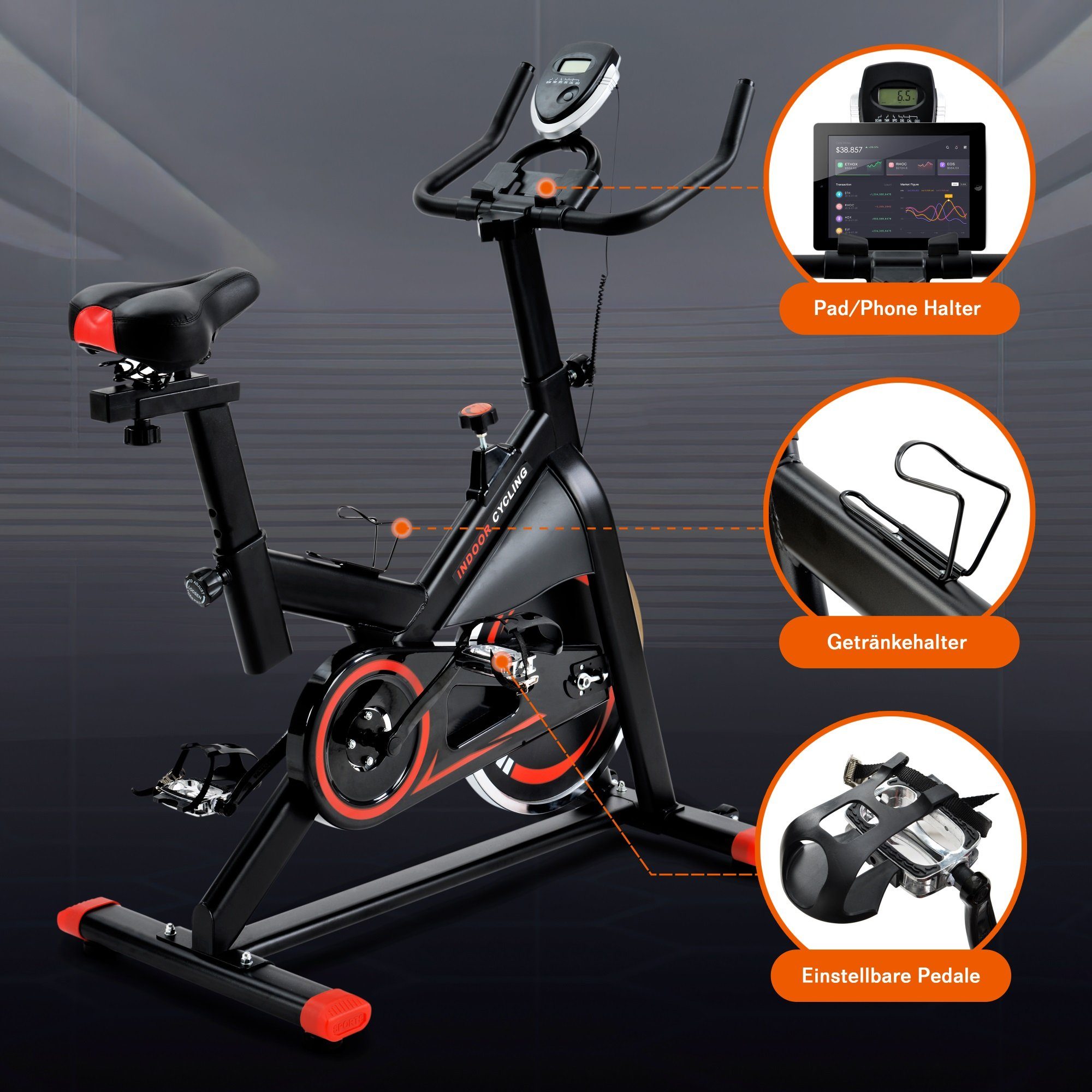Heimtrainer Cardio Büro Fahrrad Ausdauertraining Cycling Bike Armtrainer LCD