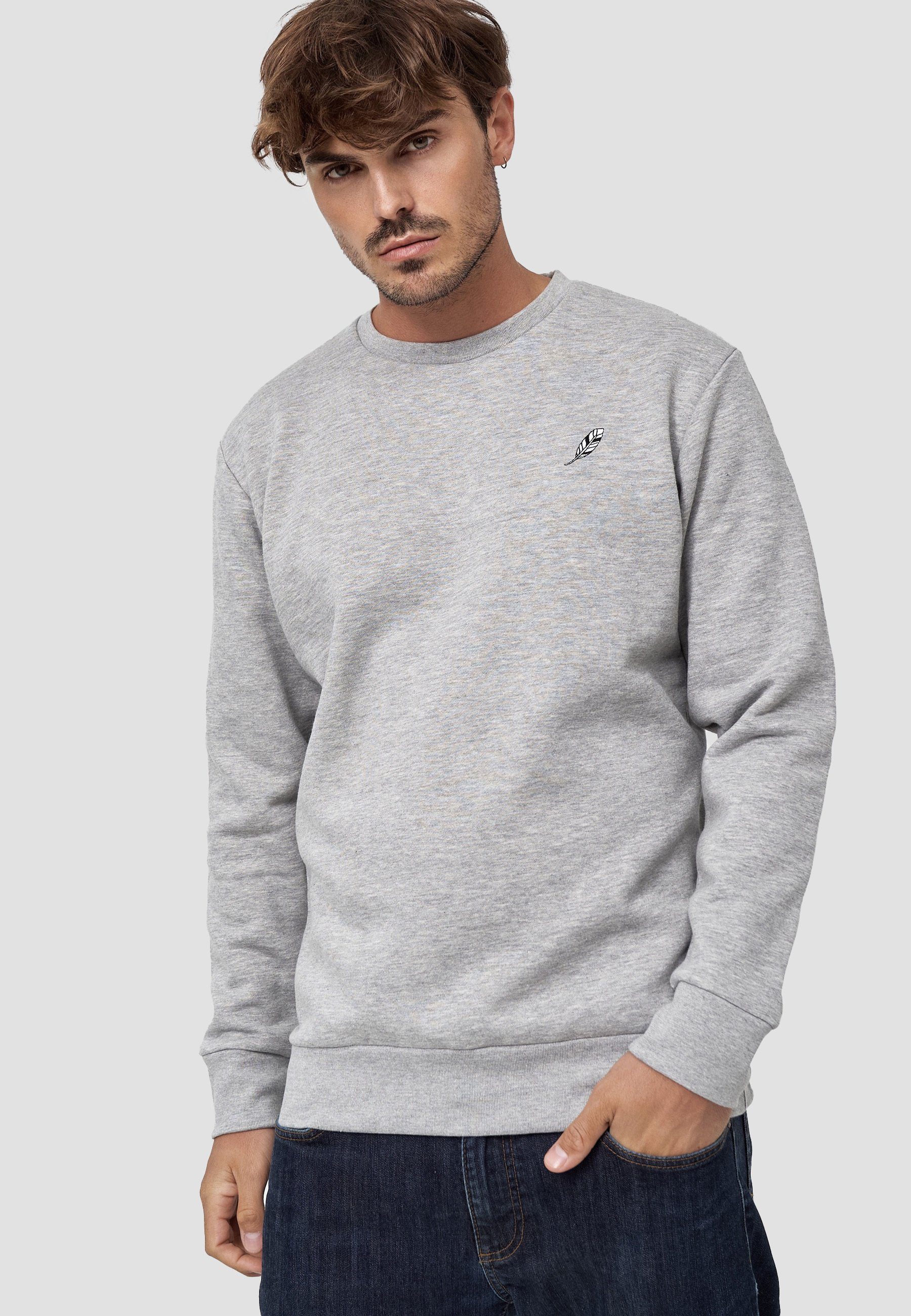 MIKON Sweatshirt Grey GOTS zertifizierte Bio-Baumwolle Feder