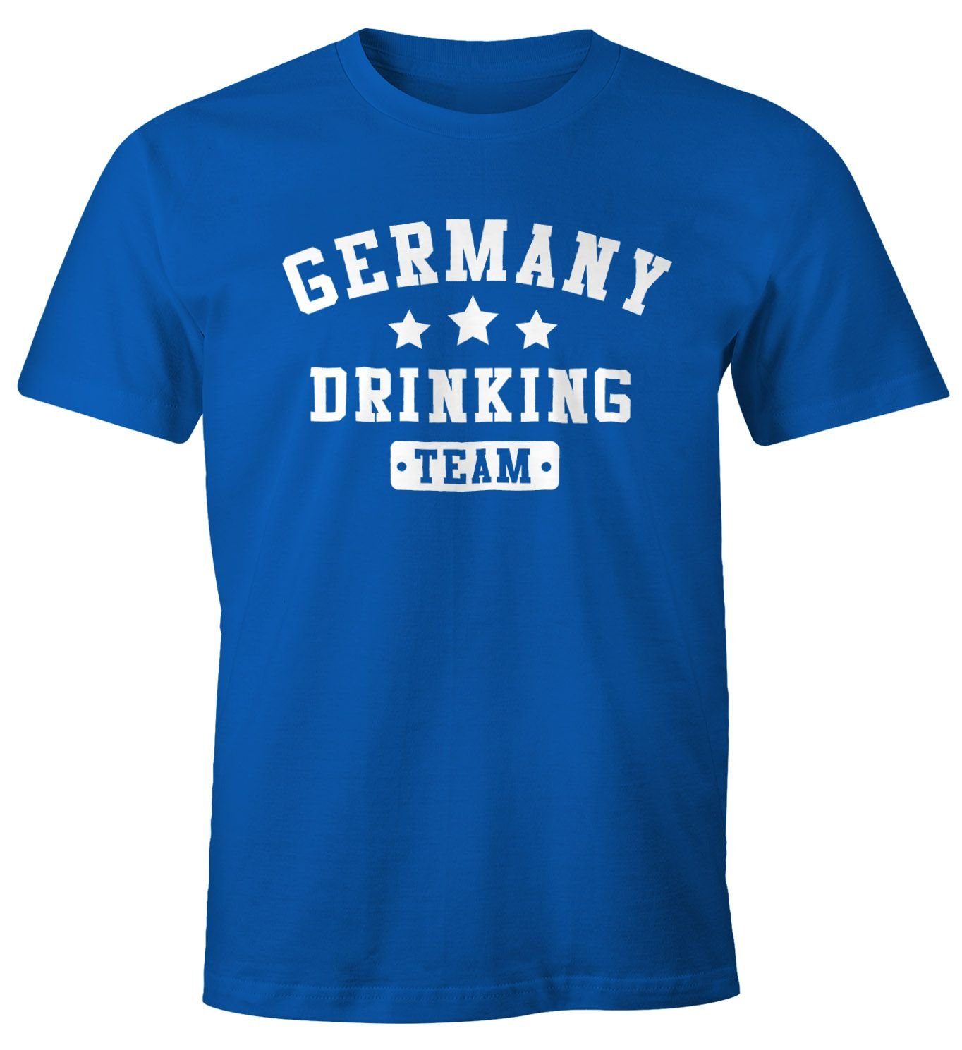 Moonworks® blau MoonWorks Germany mit Print Drinking Bier Team Print-Shirt T-Shirt Fun-Shirt Herren