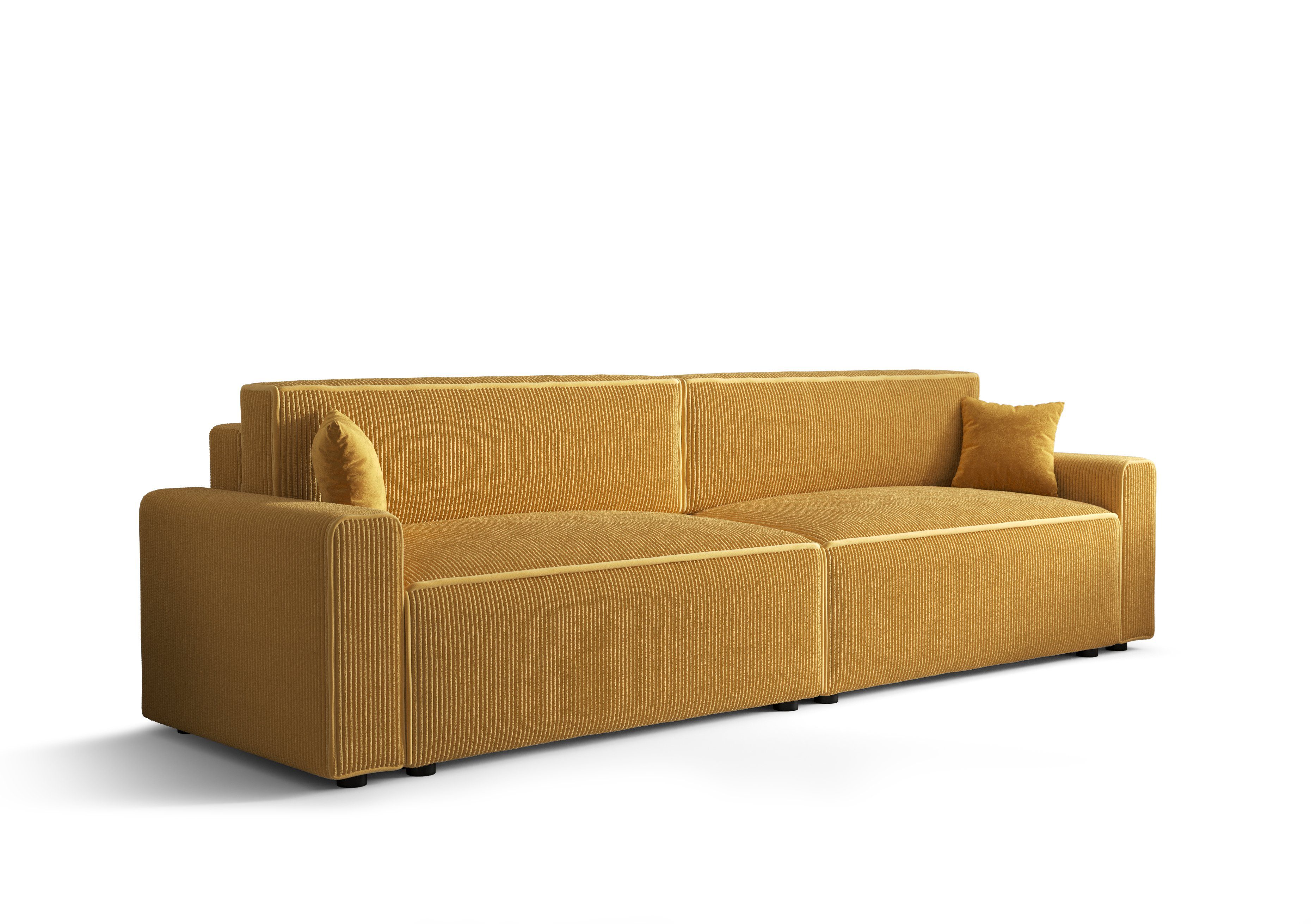 pressiode Sofa Schlafsofa, COUCH mit Schlaffunktion und Bettkasten 292cm MIRA X2 BIS Gelb