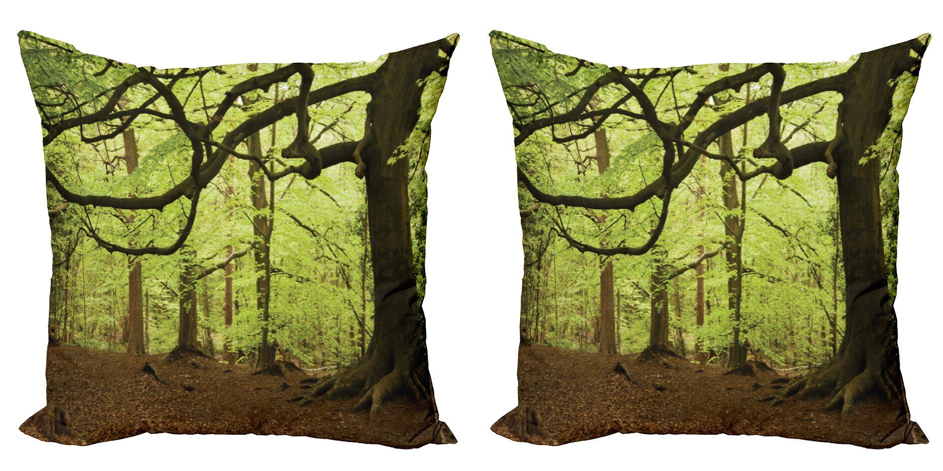 Doppelseitiger Stück), (2 Beauty Abakuhaus Accent Natural Wald Digitaldruck, Modern Woodland Kissenbezüge