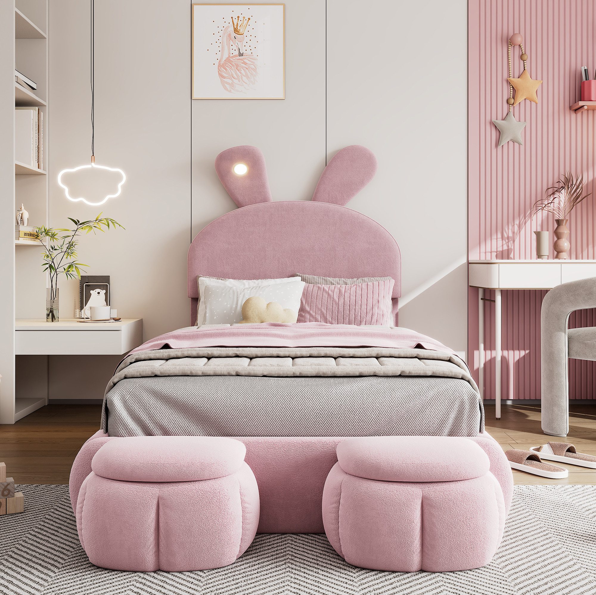 Flieks Polsterbett, LED Einzelbett 90x200cm mit günstig online kaufen