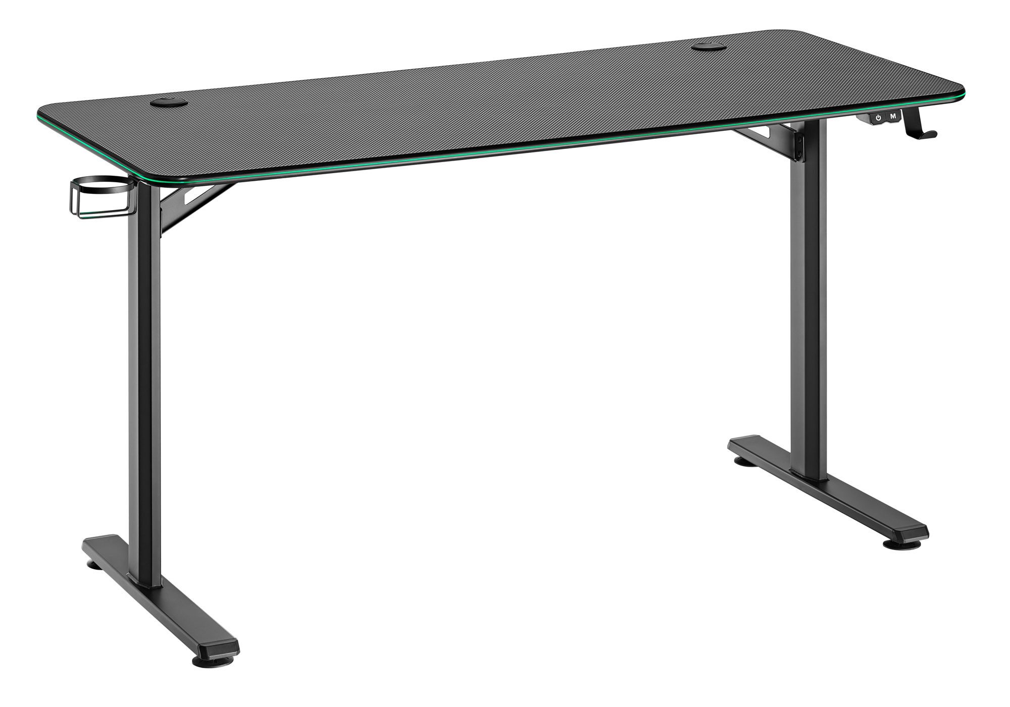 Xantron Gamingtisch mit RGB LED Beleuchtung, 136x60cm, schwarz, inkl. Getränke- & Headsethalter