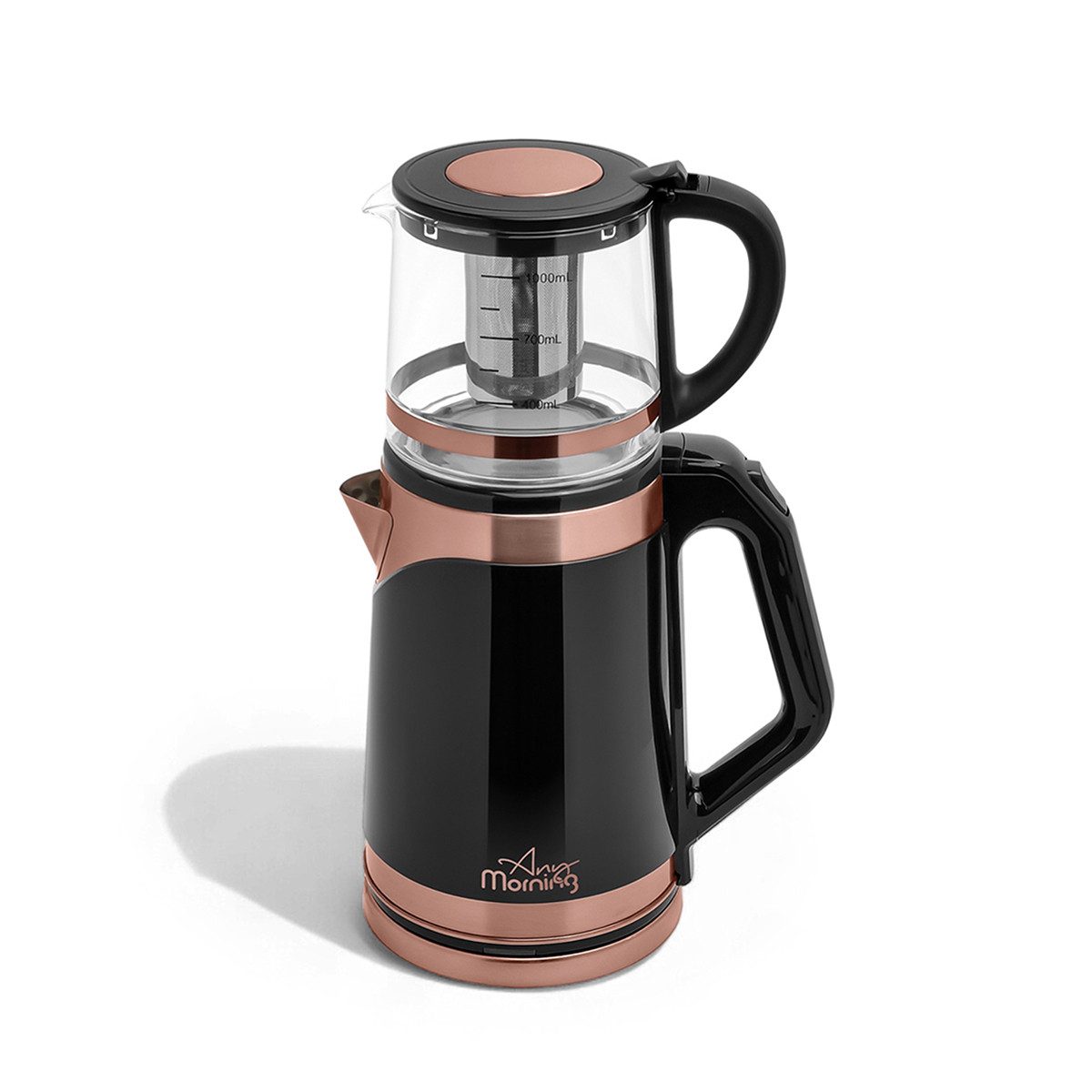 ANY MORNING Wasserkocher Any Morning Edelstahl-Teekocher – 2 l Wasserkocher mit Glaskanne & LED