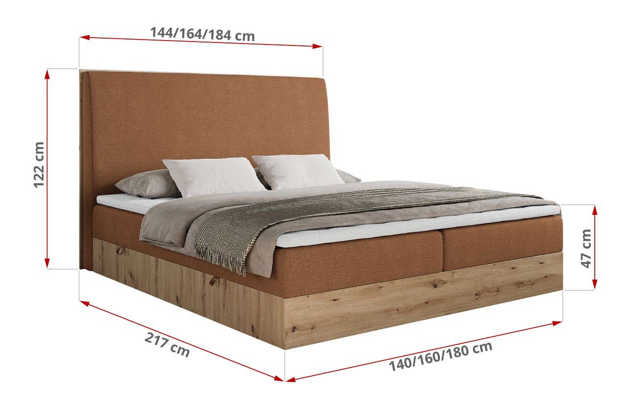 ASGAR, Platte Multipocket-Matratze, MKS Boxspringbett Schlafzimmer, MÖBEL Rahmen zum Doppelbett,