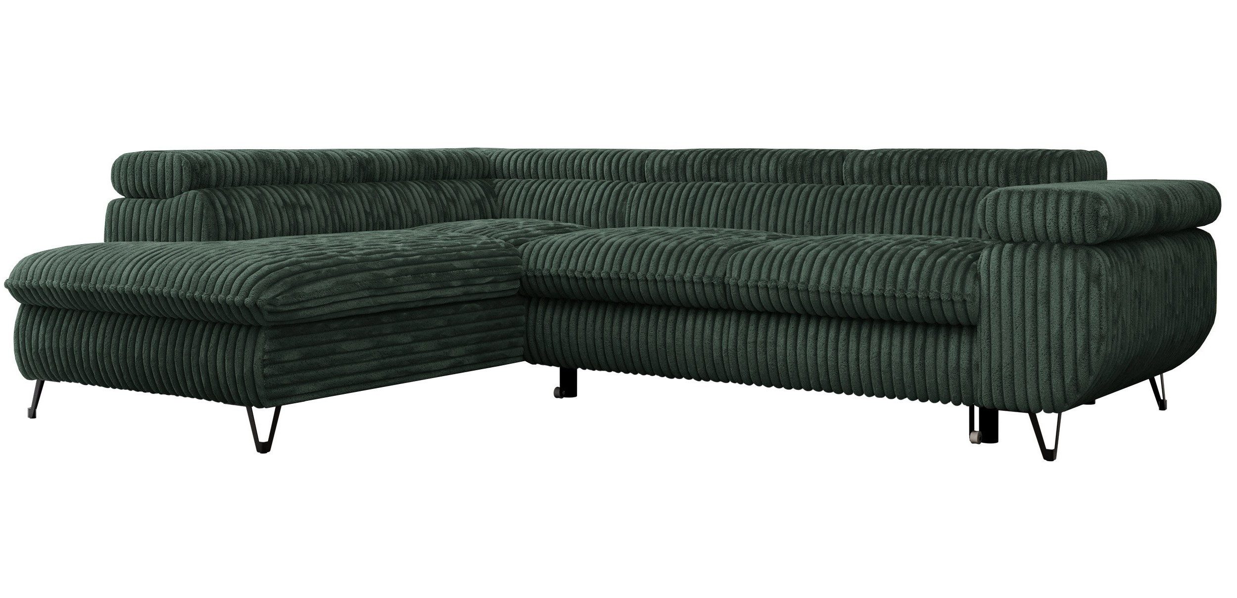 MKS MÖBEL Ecksofa PETER L, Set, Ecksofa L-form, HR35-Schaum, Wellenfederkern, Bettfunktion, Einstellbare Kopfstützen, Bettkasten