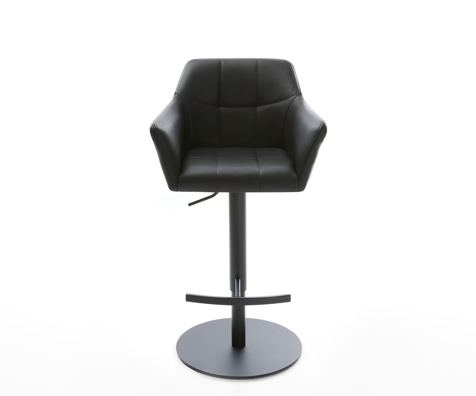 DELIFE Barhocker Yulo-Flex, Drehfuß höhenverstellbar Metall Echt-Leder Schwarz