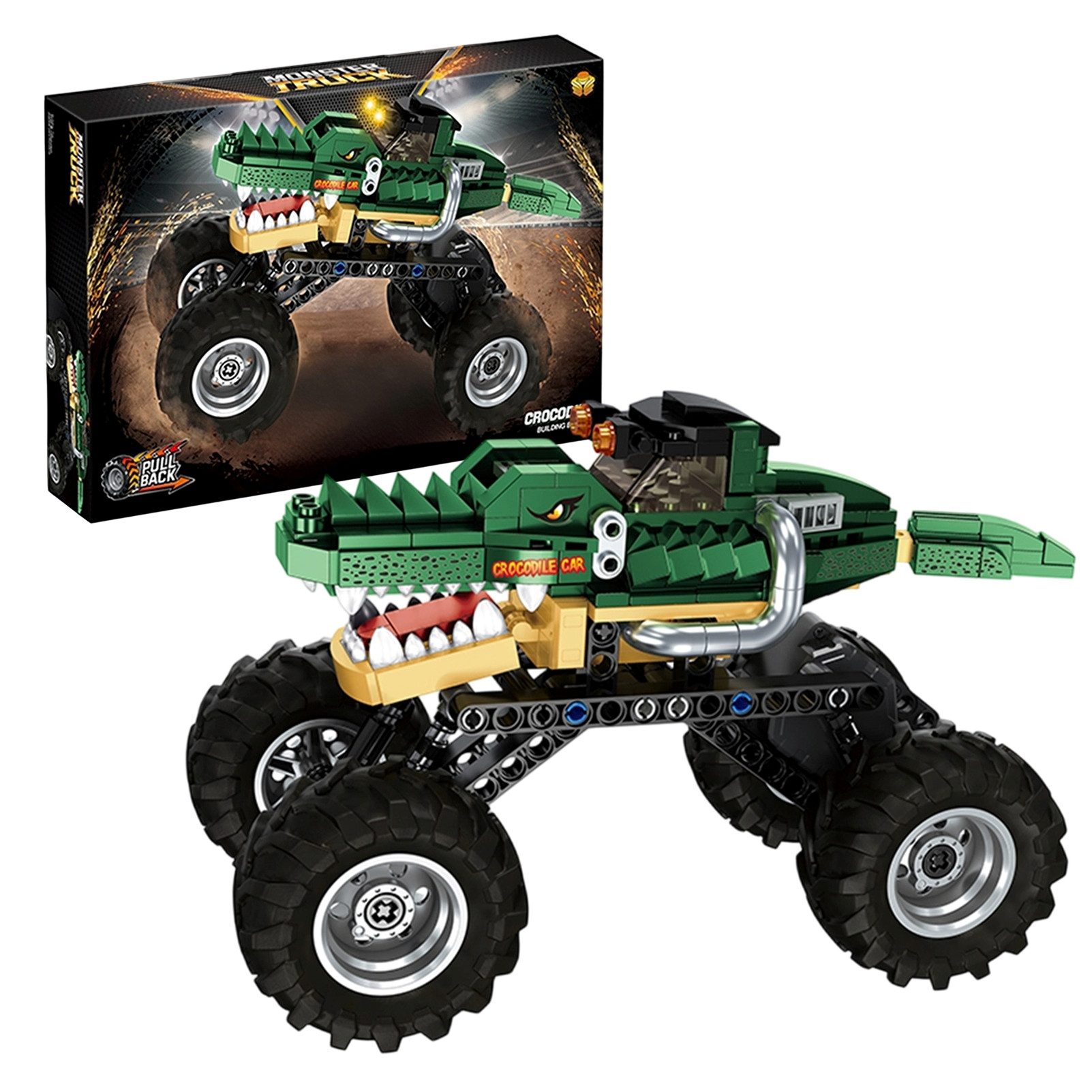 Esun Monster Truck Bausteine für Jungen und Mädchen, Geschenk für Kinder Spielbausteine, (Set, 315 St., Komplettset), Spielzeugauto mit Rückziehmotor ab 8 9 10 Jahren