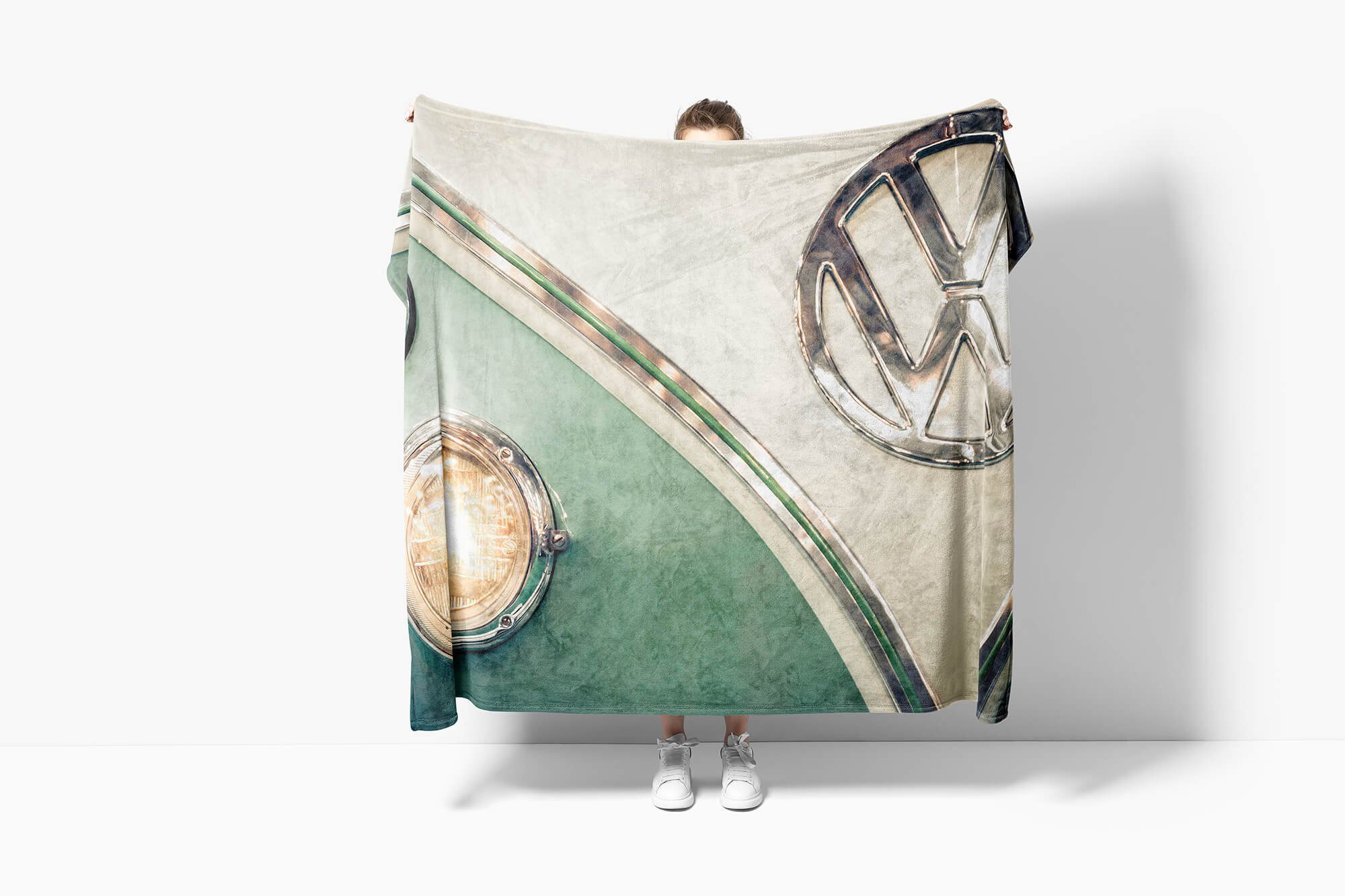 Handtücher Handtuch Strandhandtuch Saunatuch Kuscheldecke mit Fotomotiv VW Bus Scheinwerfe, Baumwolle-Polyester-Mix (1-St), Handtuch