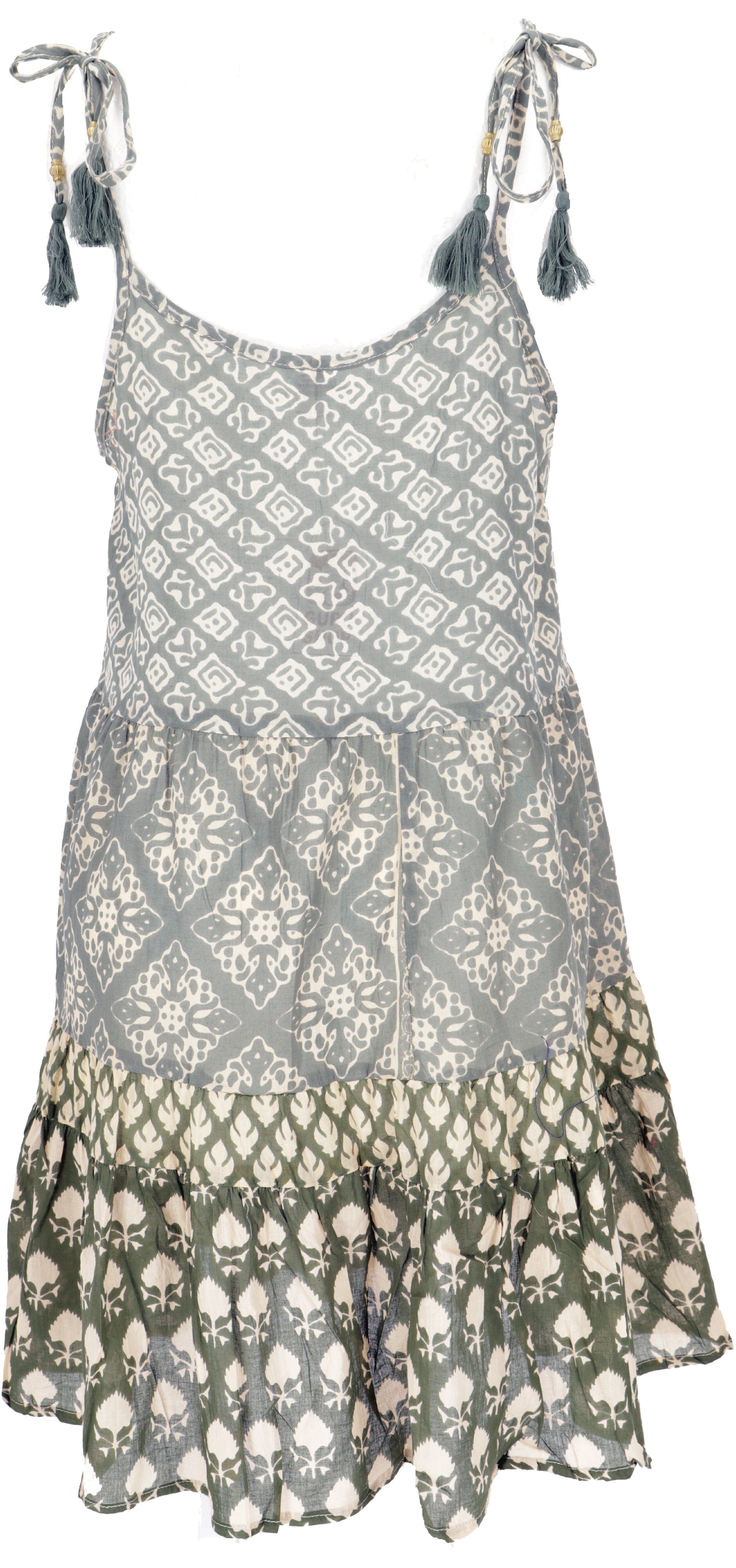 Guru-Shop Midikleid Boho Minikleid, luftiges Stufenkleid günstig online kaufen