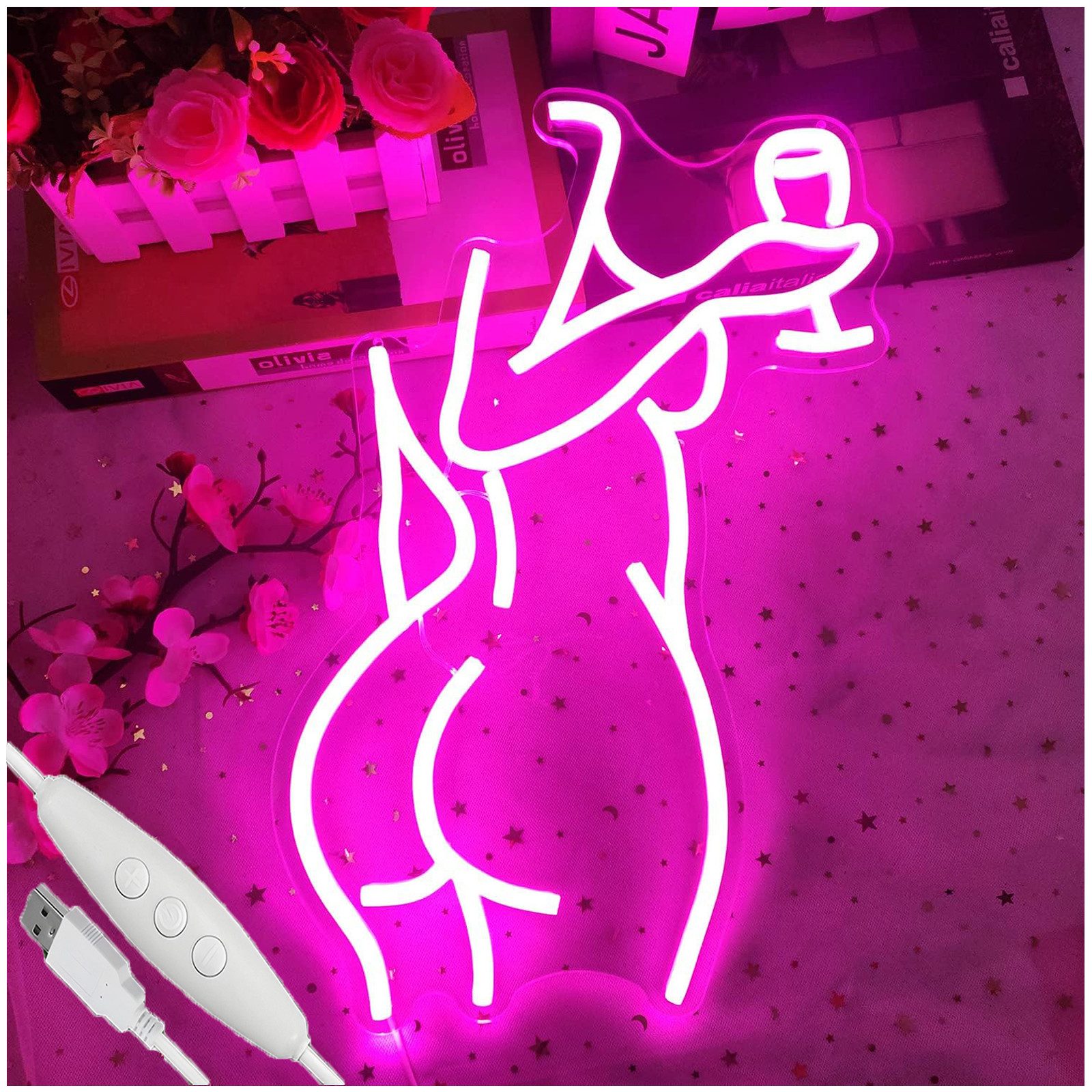 MUPOO LED Dekofigur Lady Back Neon Licht Sexy Lady Neonschild für Wand Deko günstig online kaufen