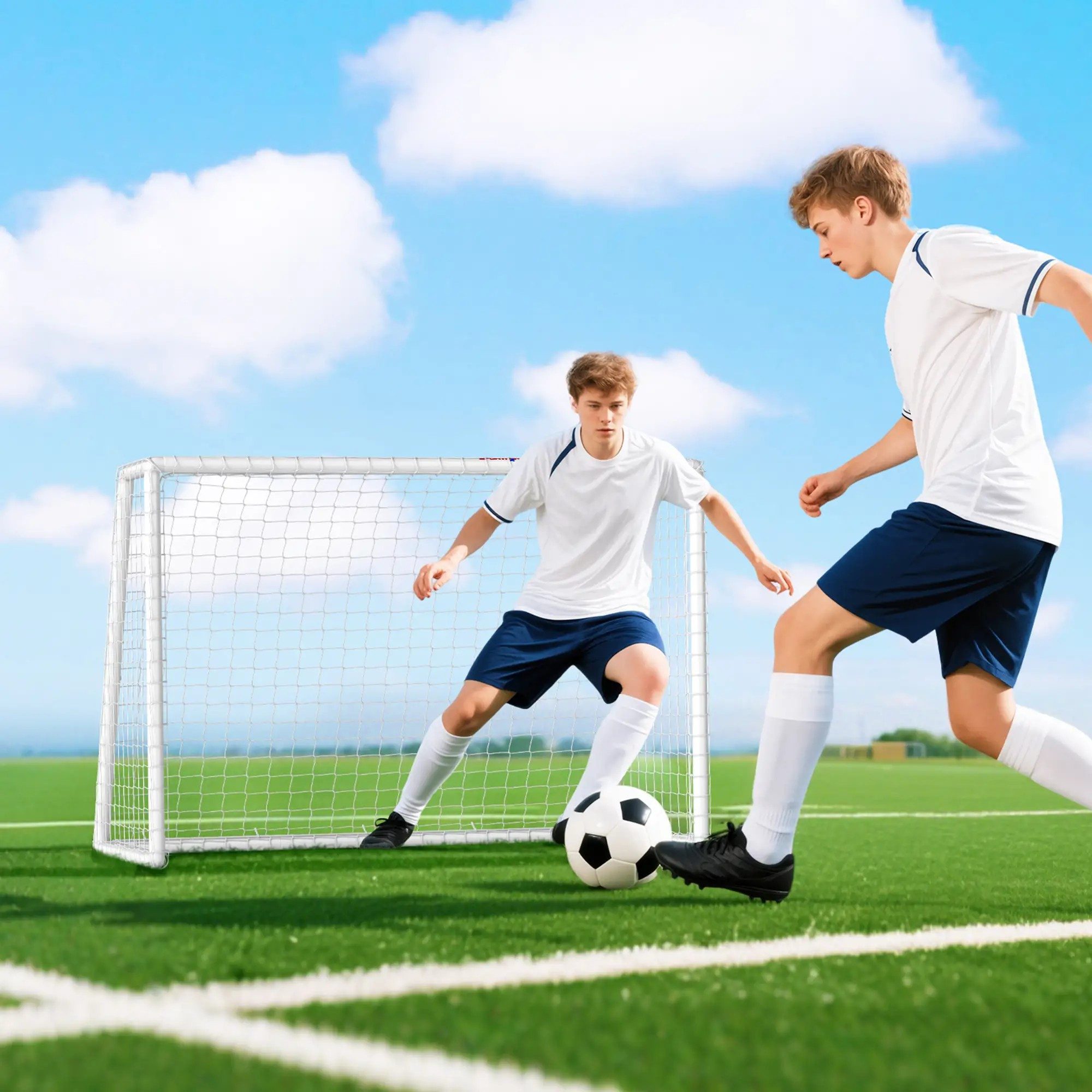 BlingBin Fußballtor Komplettes Fussballtor mit Netz · Stabiles Jugendsoccer (1er set, 1 St., 180L x 92B x 124H cm), Tor für Garten & Training · Leicht transportabel mit Klettbefestigung